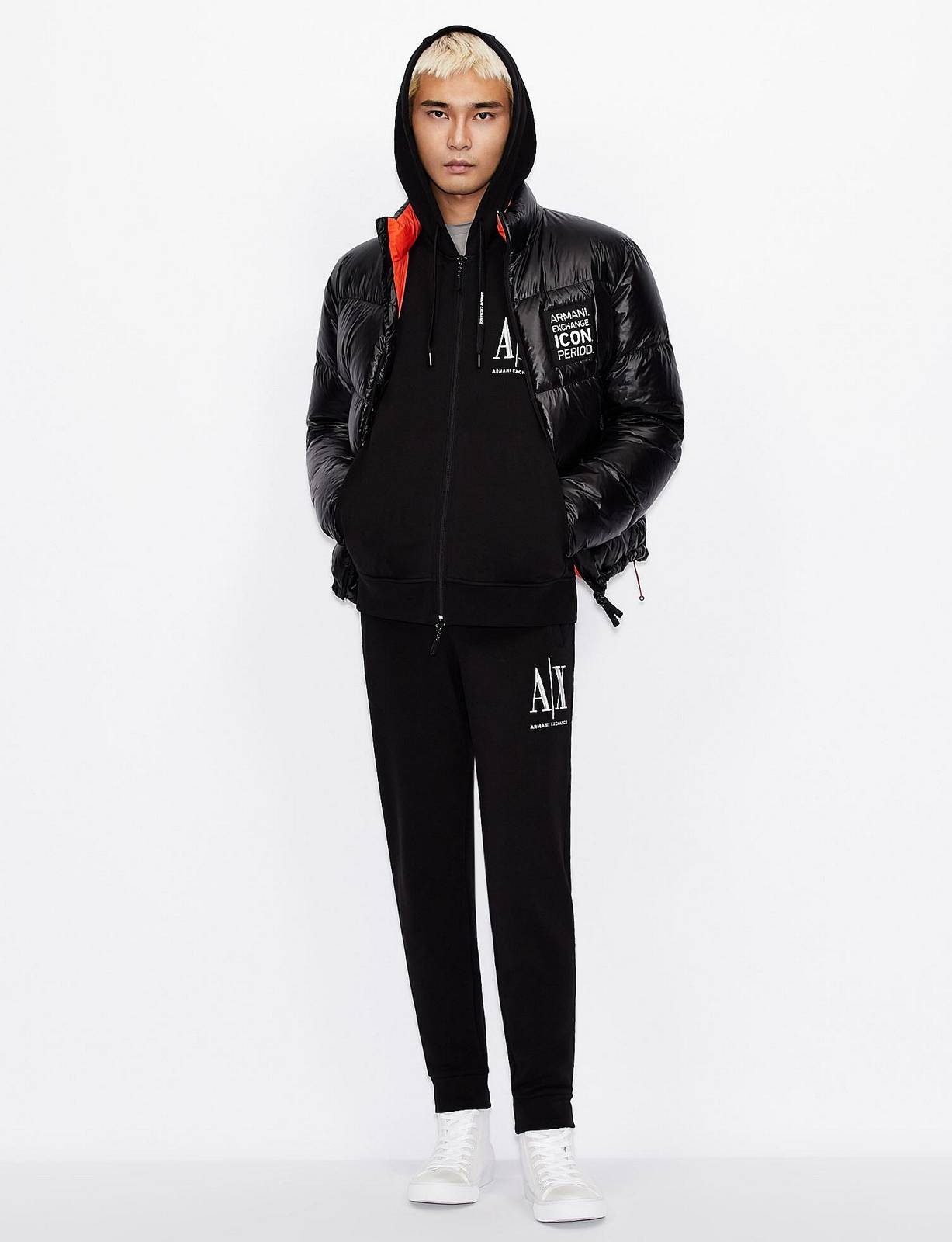 ARMANI EXCHANGE Pantalon de survêtement en coton à logo iconique Homme noir Photo 4