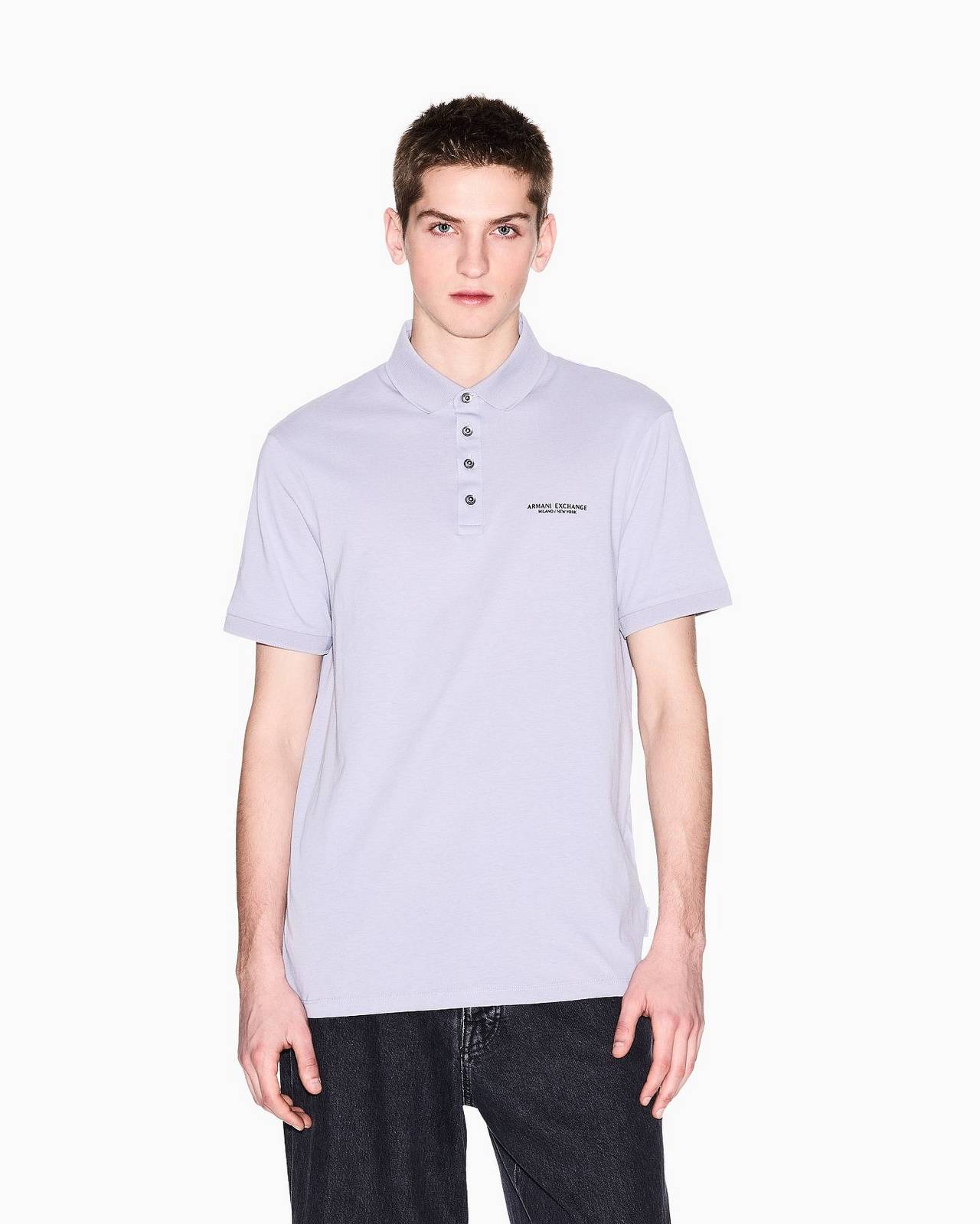 ARMANI EXCHANGE Polo à logo à coupe régulière Homme lilas Photo 3