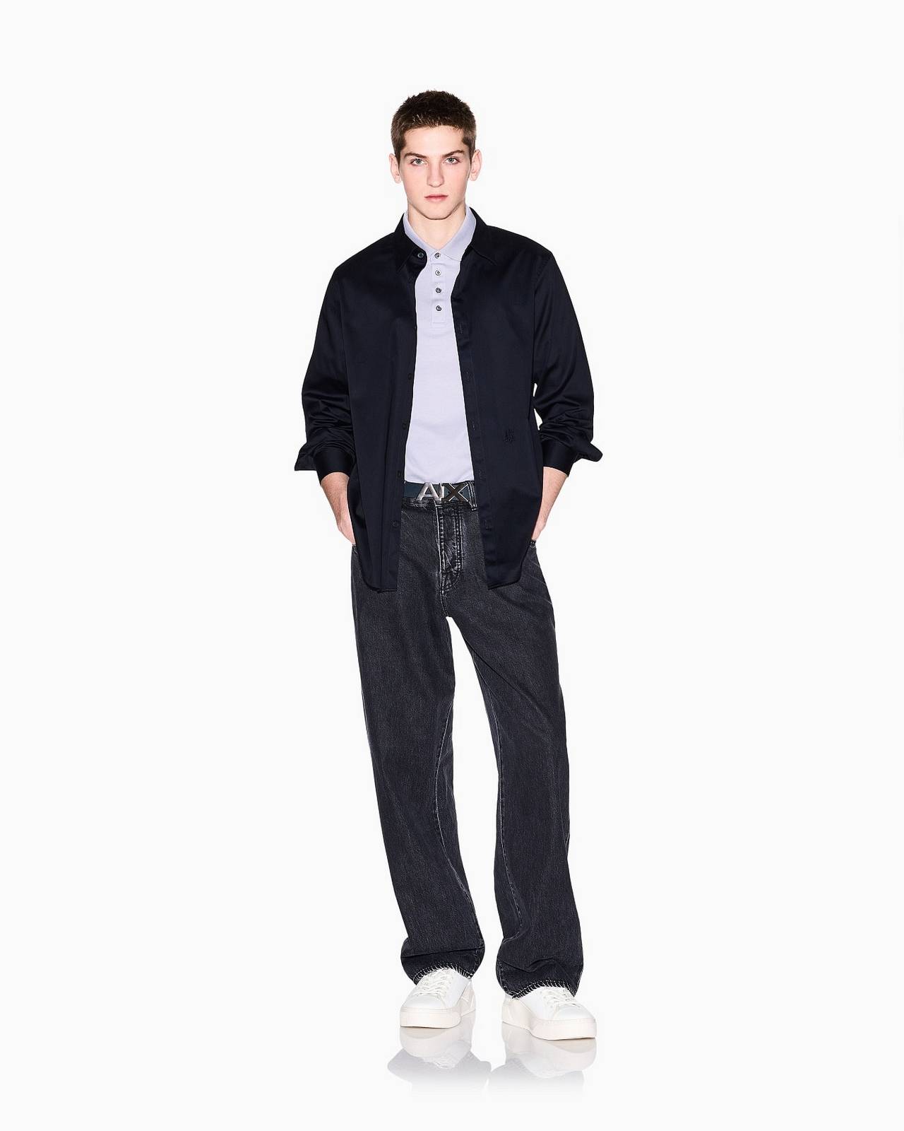 ARMANI EXCHANGE Polo à logo à coupe régulière Homme lilas Photo 4