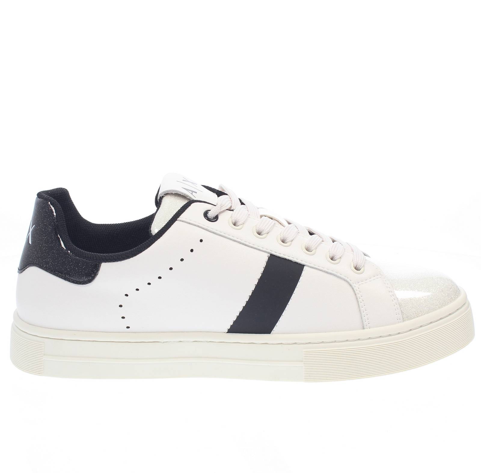 ARMANI EXCHANGE Niedrige Leder-Sneakers Damen weiß Foto 2