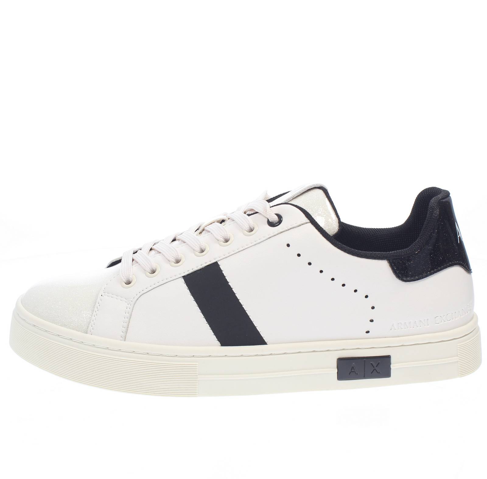 ARMANI EXCHANGE Niedrige Leder-Sneakers Damen weiß Foto 3
