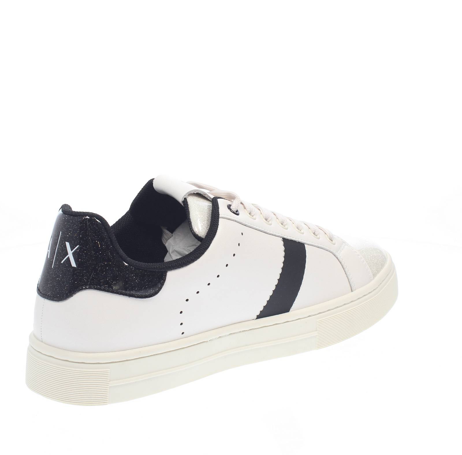 ARMANI EXCHANGE Niedrige Leder-Sneakers Damen weiß Foto 4