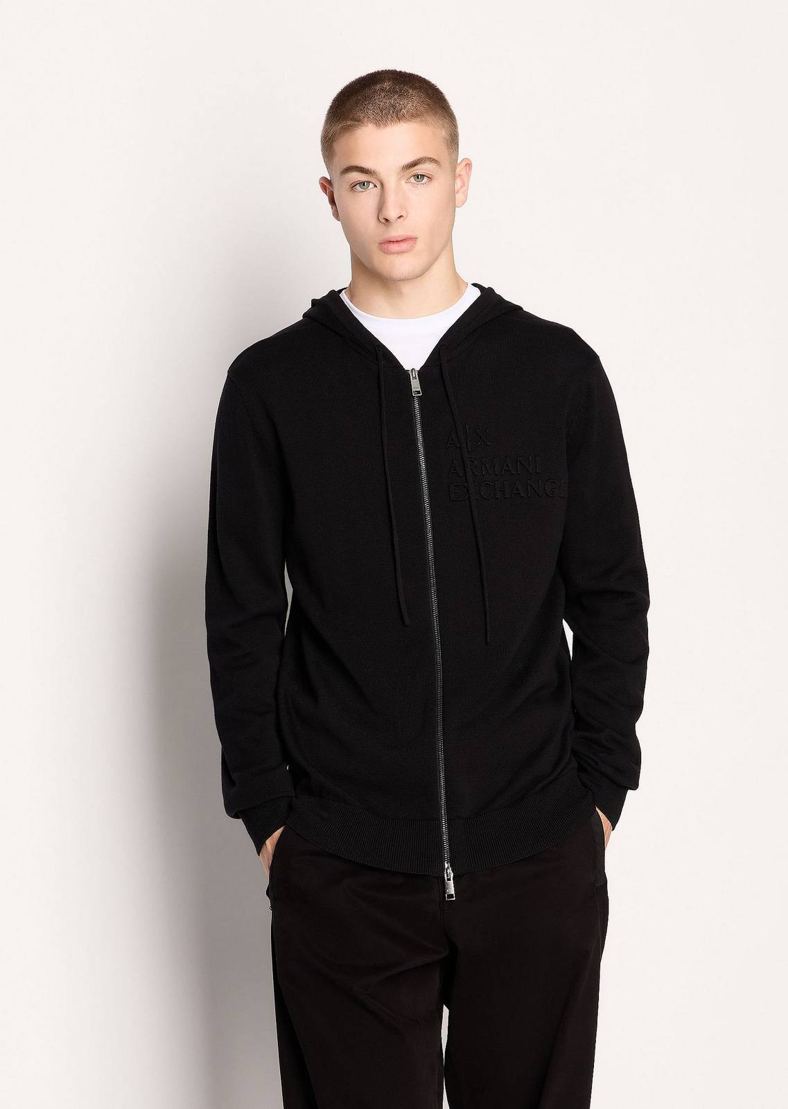 ARMANI EXCHANGE Cardigan à capuche sur les valeurs de durabilité Homme noir Photo 2