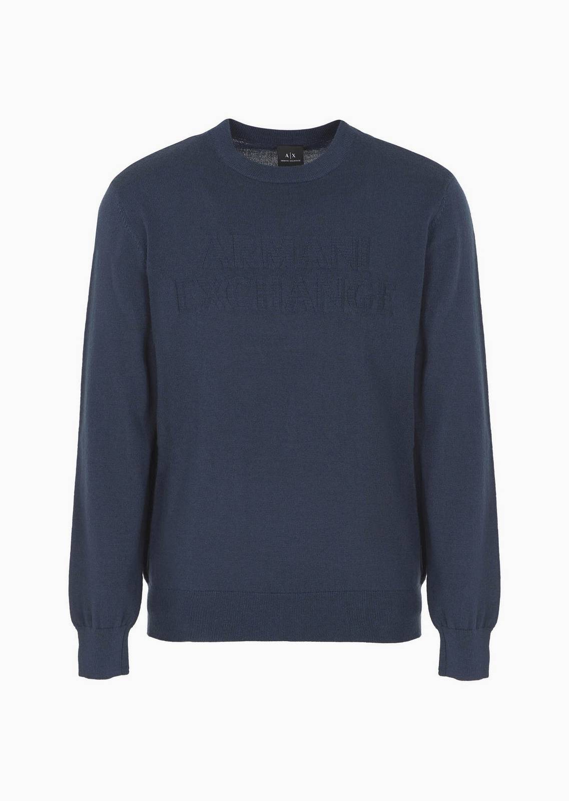 ARMANI EXCHANGE Pull à col ras du cou en laine Homme bleu