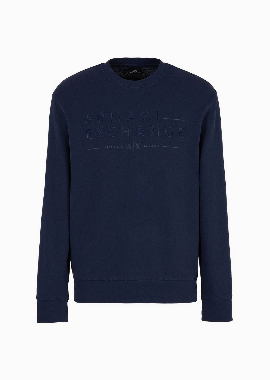 ARMANI EXCHANGE Sweatshirt - Sweat à col ras du cou en lin mélangé Homme multicolor