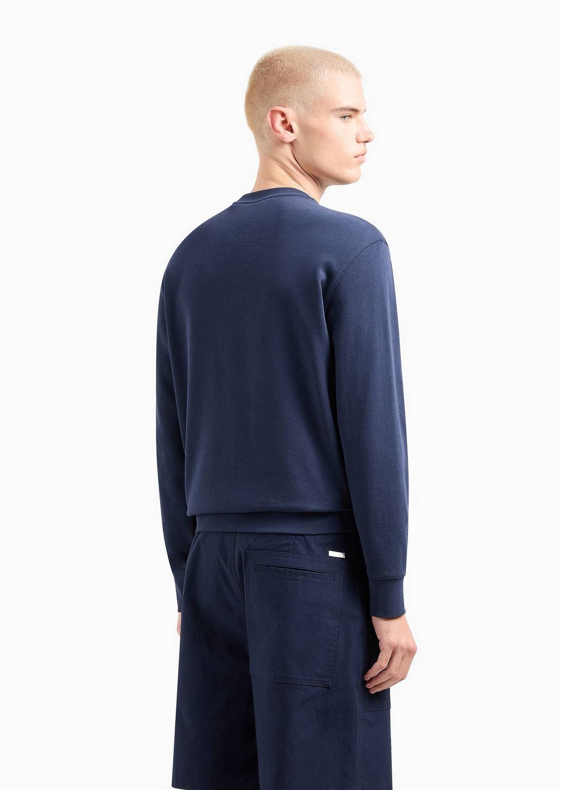 ARMANI EXCHANGE Sweatshirt - Sweat à col ras du cou en lin mélangé Homme multicolor Photo 3