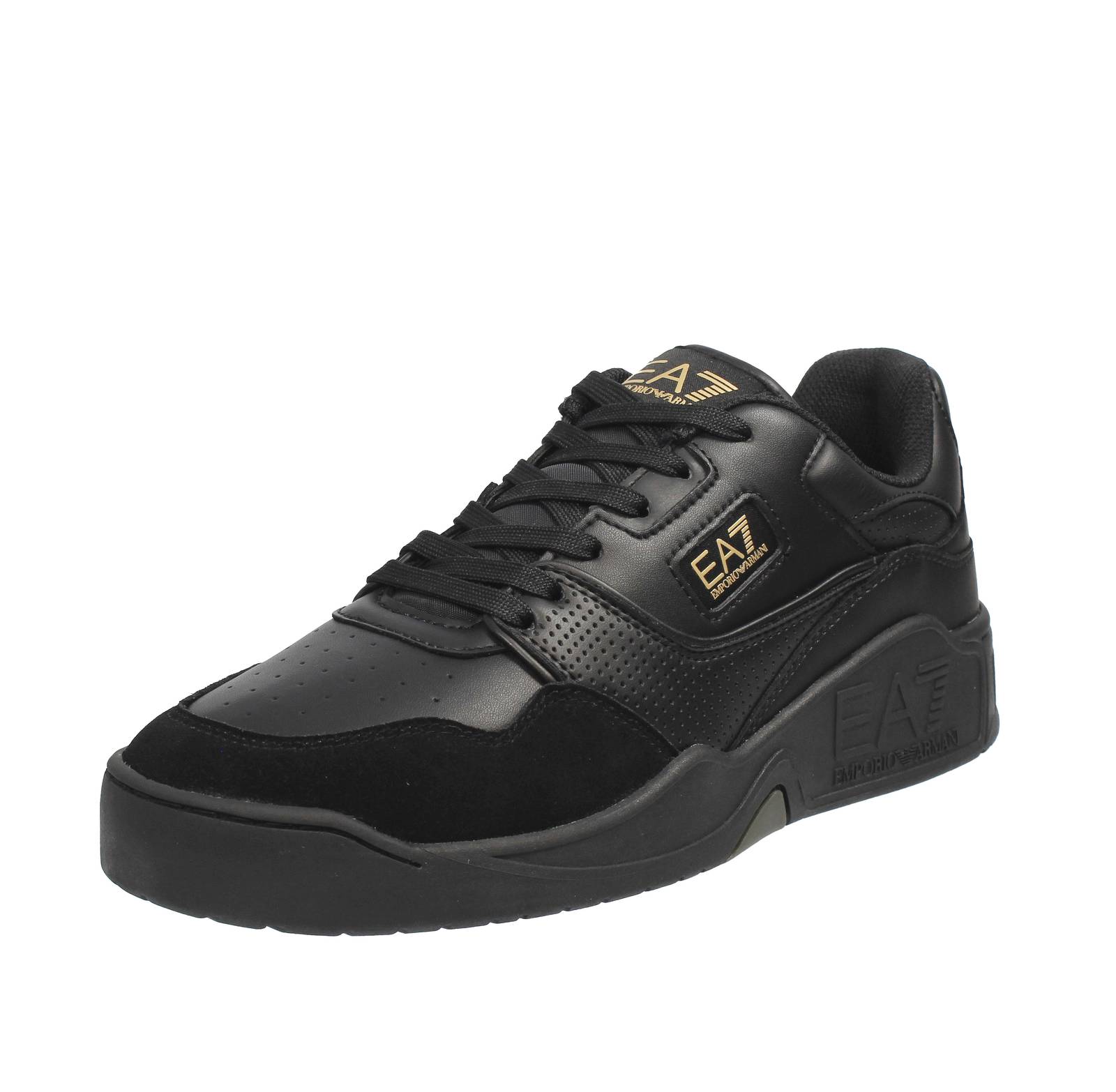 EA7 EMPORIO ARMANI Basket Low - Sneakers in Pelle Uomo nero