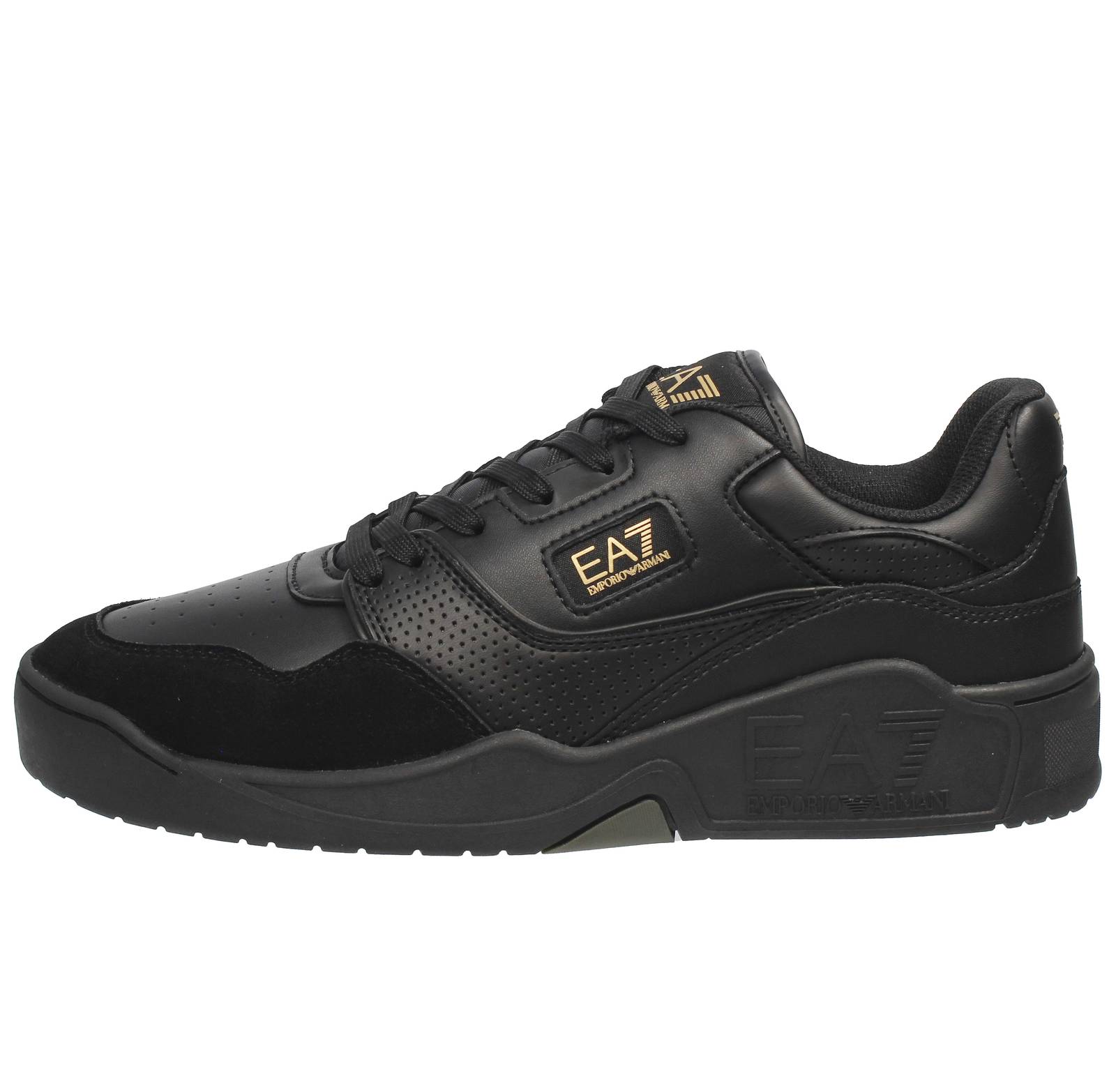 EA7 EMPORIO ARMANI Basket Low - Leather Sneakers Man black Photo 3