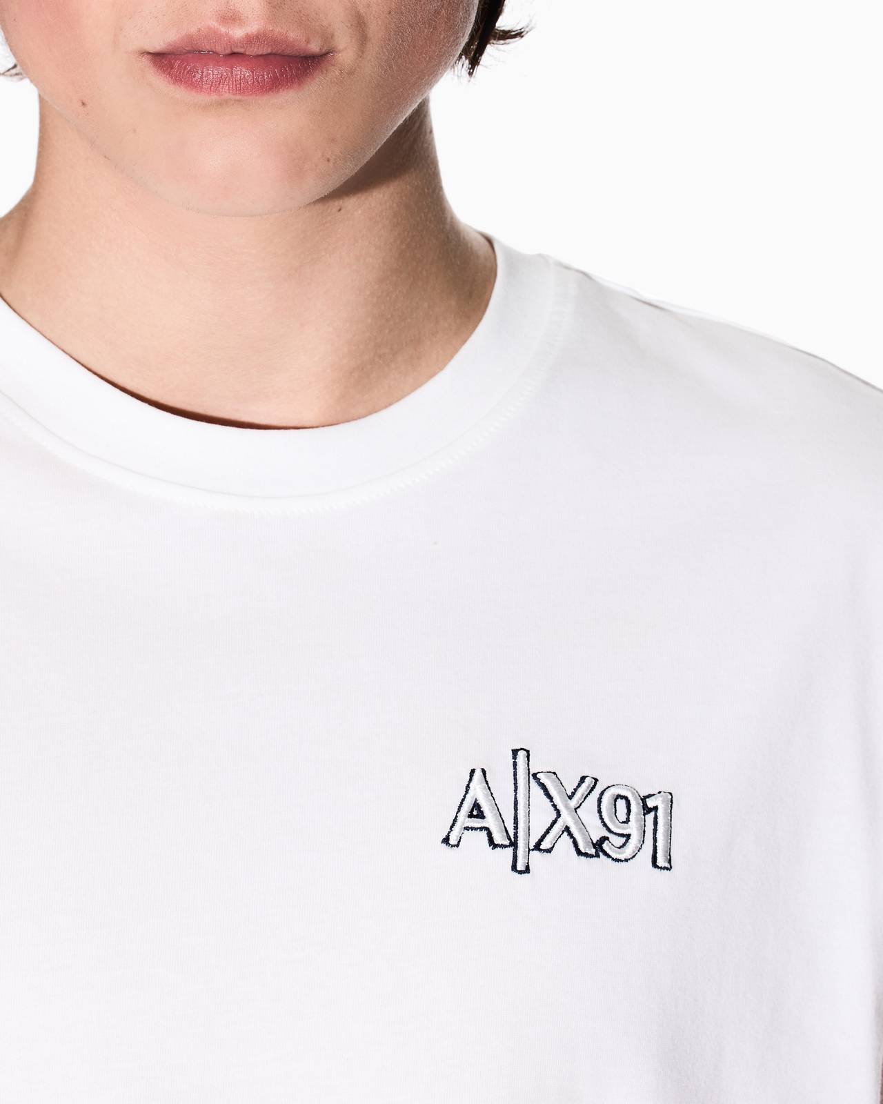 ARMANI EXCHANGE T-Shirt MC brodé Homme blanc Photo 4