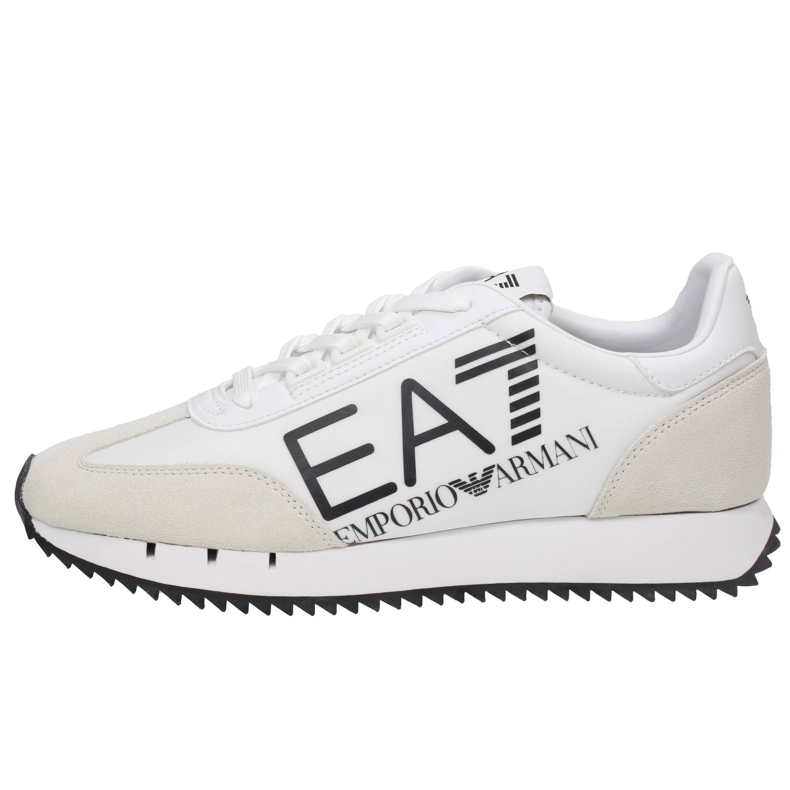 EA7 EMPORIO ARMANI Black &amp; White Vintage - Niedrige Sneakers aus Wildleder Herren weiß Foto 3