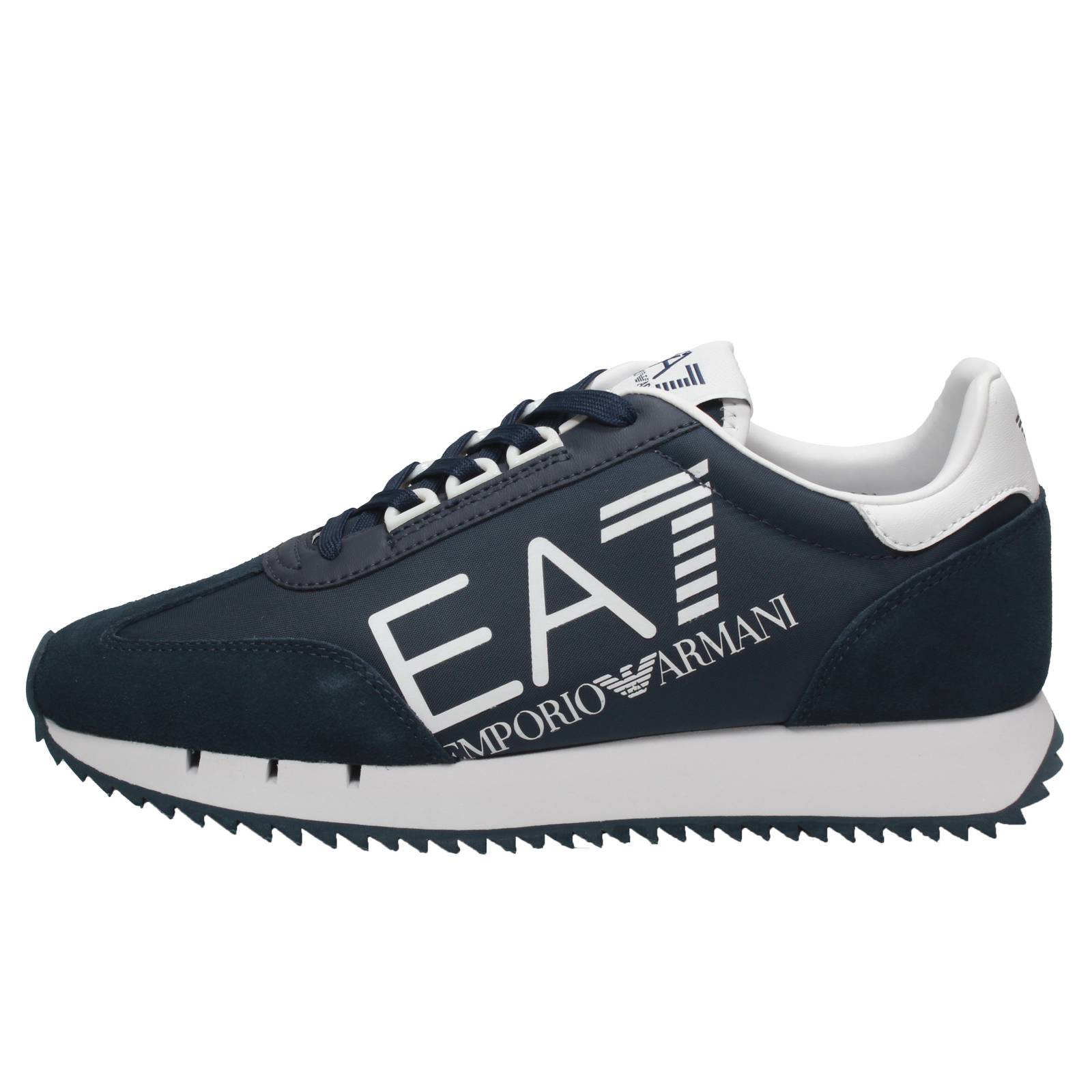 EA7 EMPORIO ARMANI Black &amp; White Vintage - Low Sneakers in Suede Man blue Photo 3