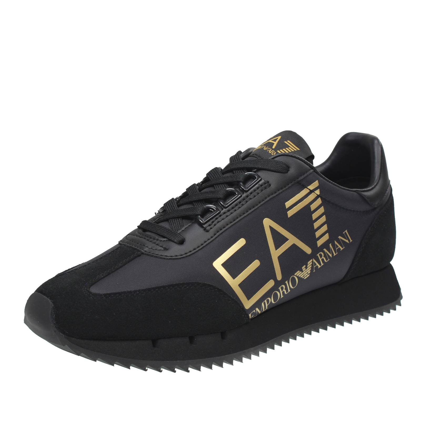 EA7 EMPORIO ARMANI Black & White Vintage - Sneakers basses en daim Homme noir