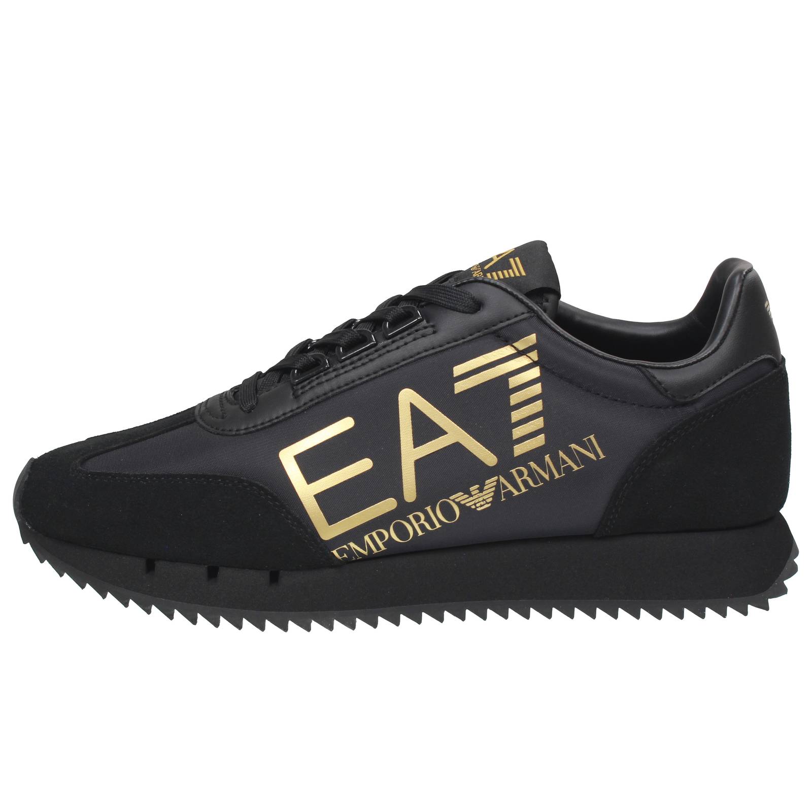 EA7 EMPORIO ARMANI Black &amp; White Vintage - Low Sneakers in Suede Man black Photo 3