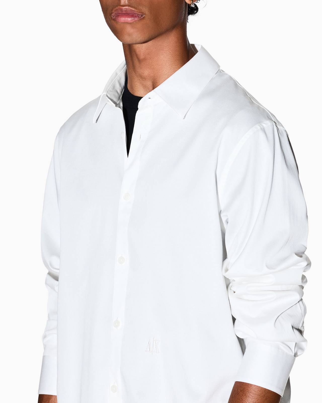 ARMANI EXCHANGE Regular plain shirt Man white Photo 4