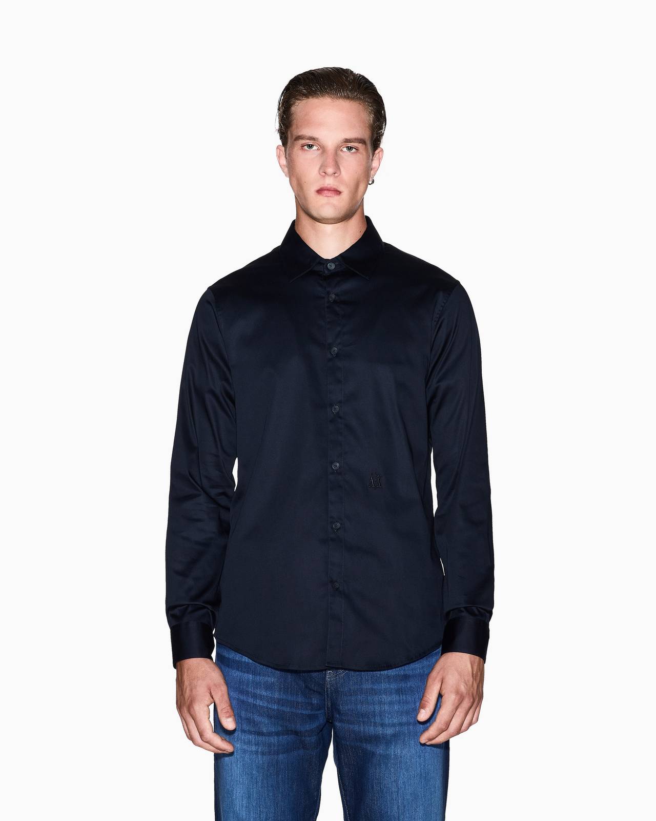 ARMANI EXCHANGE Normales einfarbiges Hemd Herren blau Foto 2