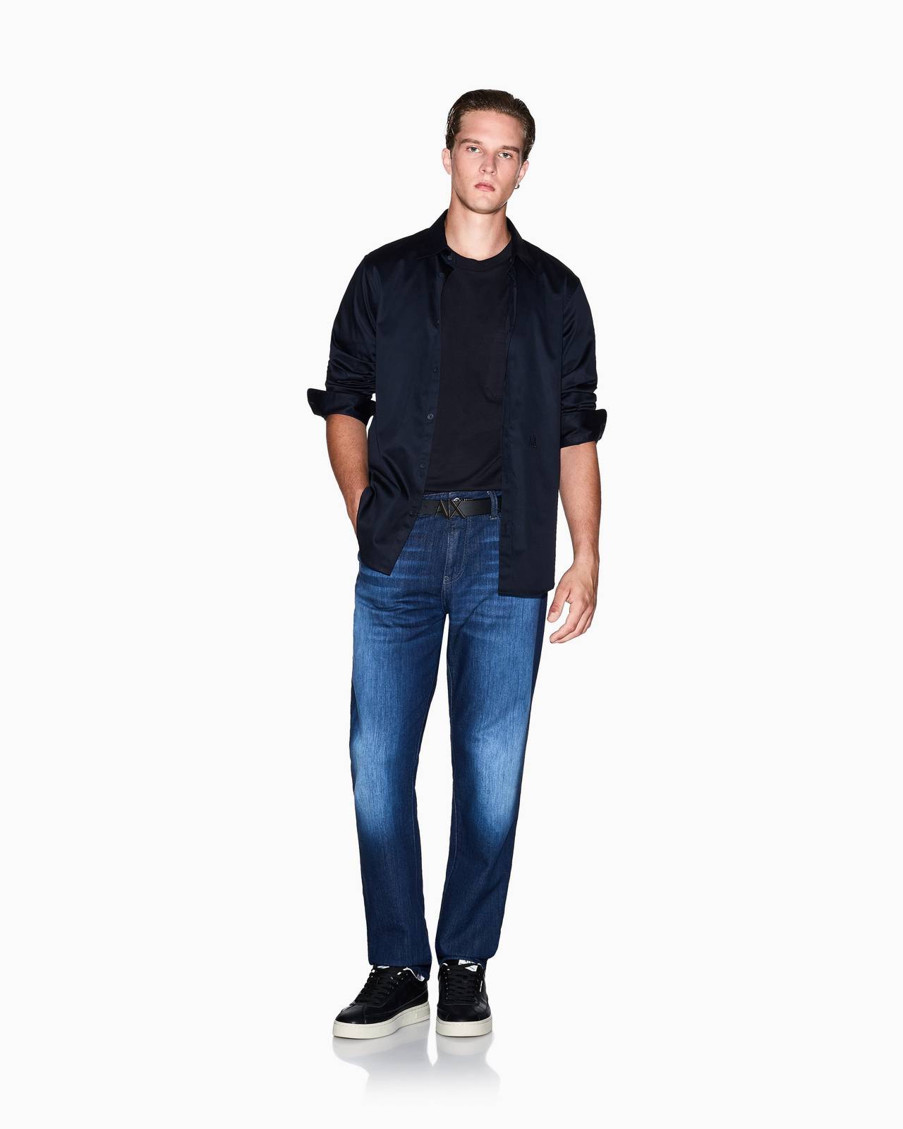 ARMANI EXCHANGE Normales einfarbiges Hemd Herren blau Foto 4