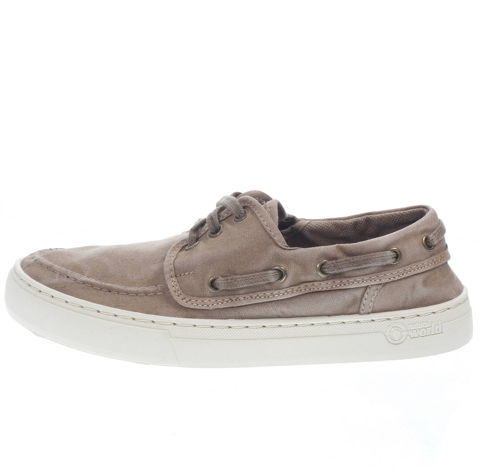 NATURAL WORLD Old Oak - Chaussures de bateau en tissu Homme beige Photo 3