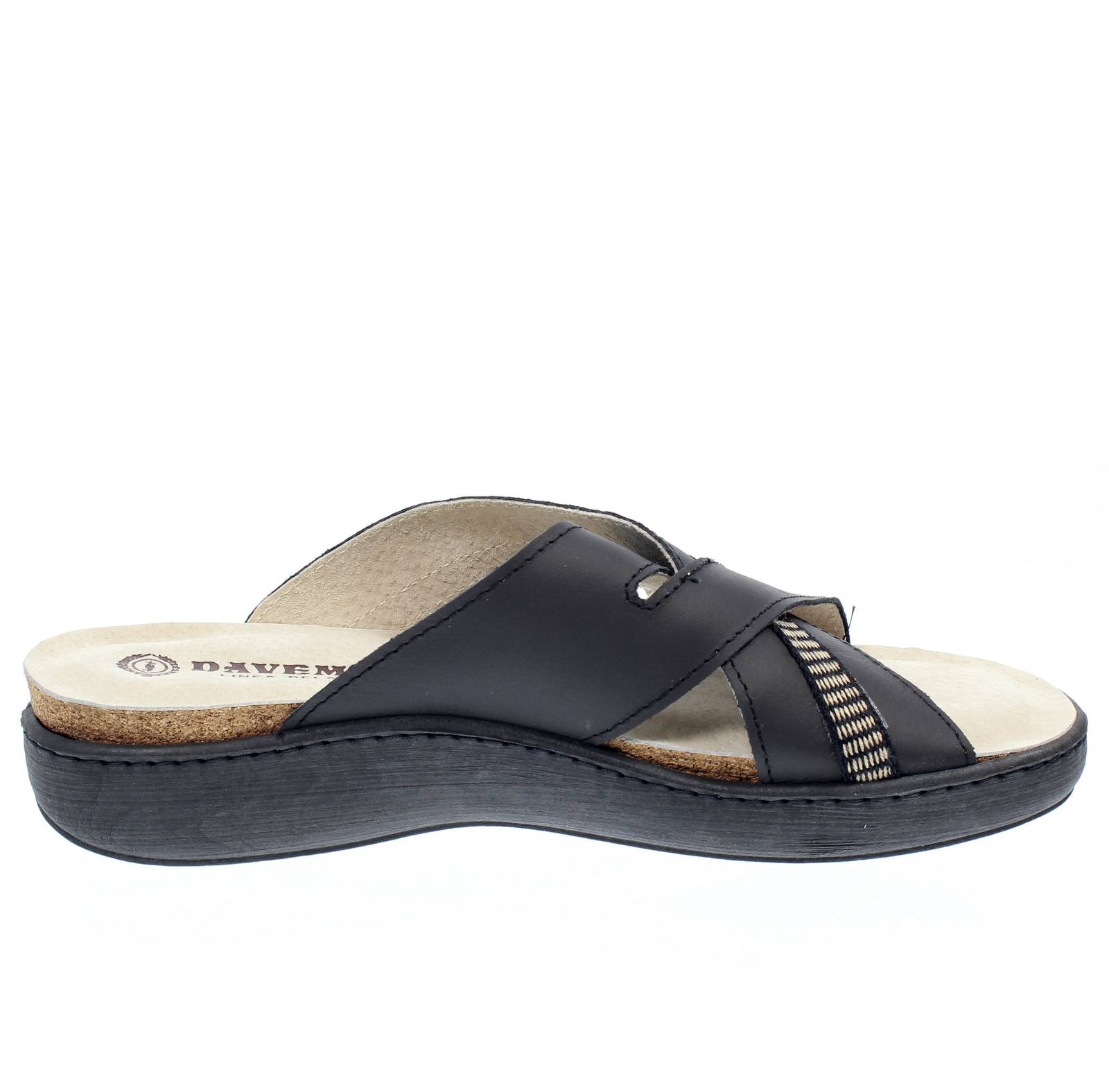 DAVEMA Pantoufles en cuir avec lanières Homme noir Photo 2
