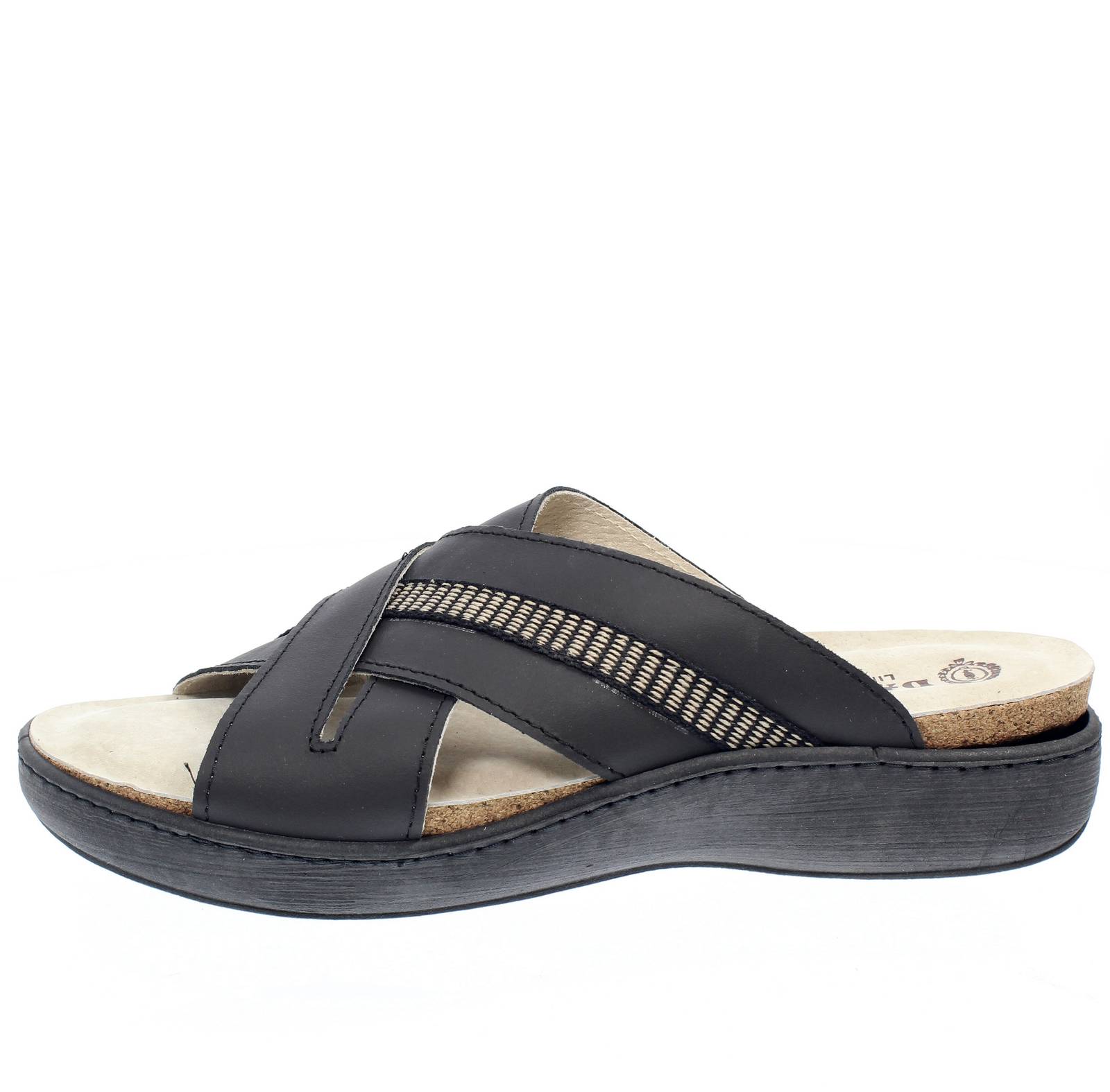 DAVEMA Pantoufles en cuir avec lanières Homme noir Photo 3
