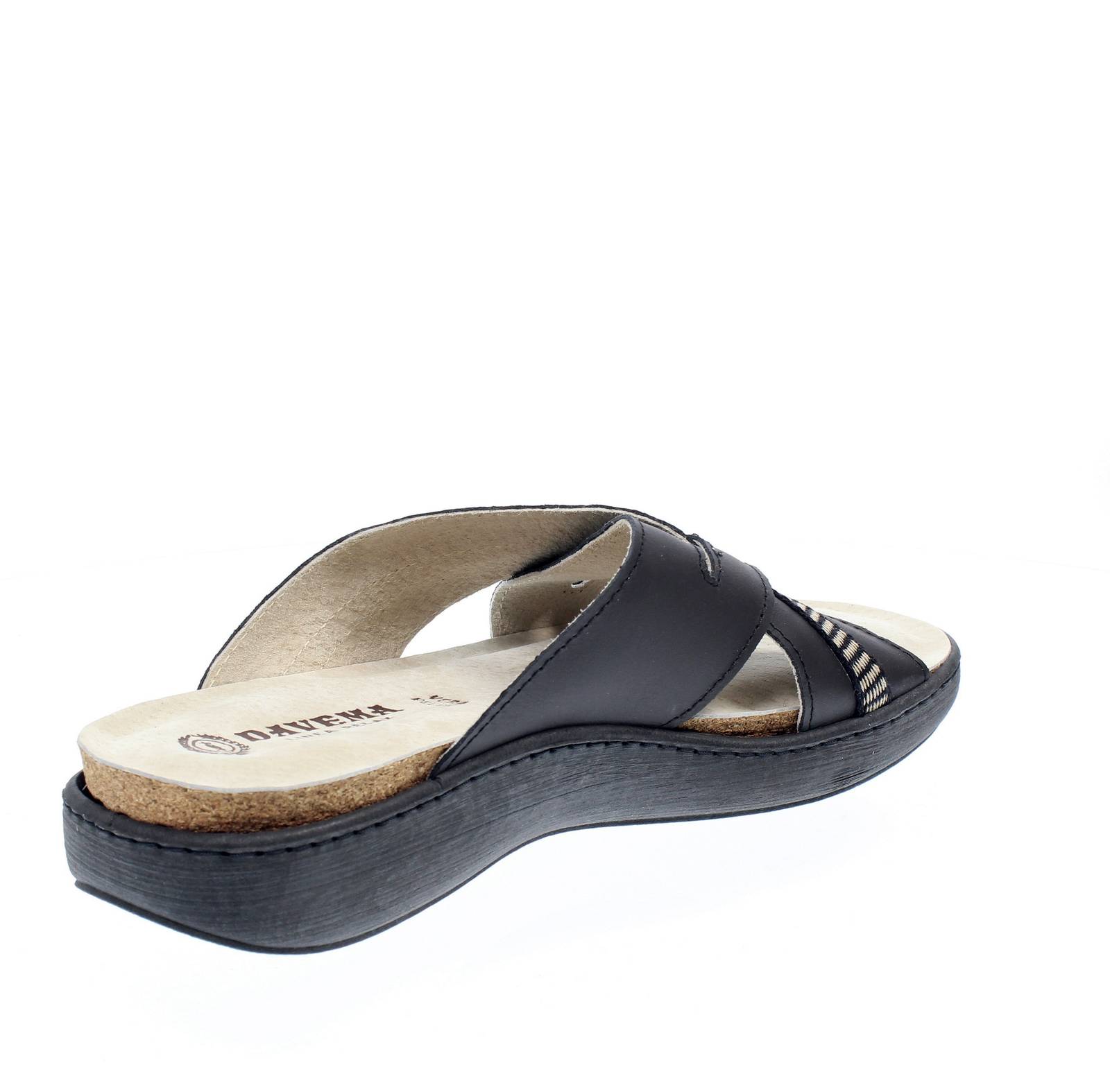 DAVEMA Pantoufles en cuir avec lanières Homme noir Photo 4