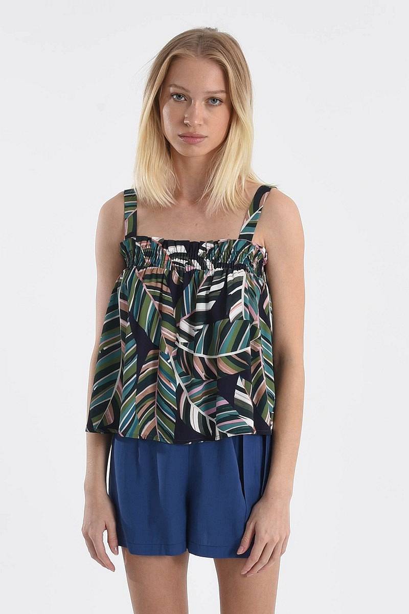 MOLLY BRACKEN Ladies Woven - Top mit Hosenträgern und Druck Damen grün