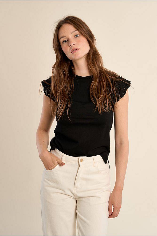 MOLLY BRACKEN Damen Strick-T-Shirt Damen schwarz