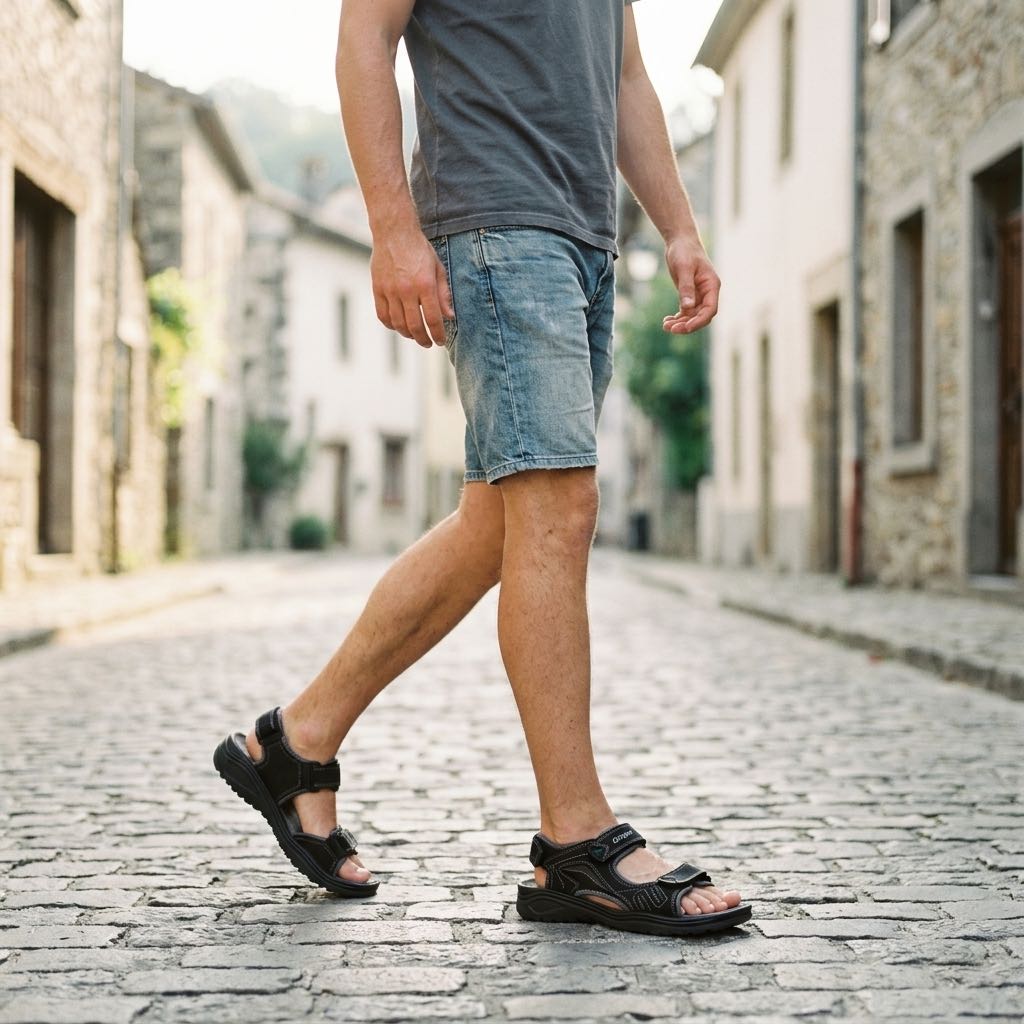 GRISPORT Closed-toe leather sandals Man brown Photo 2