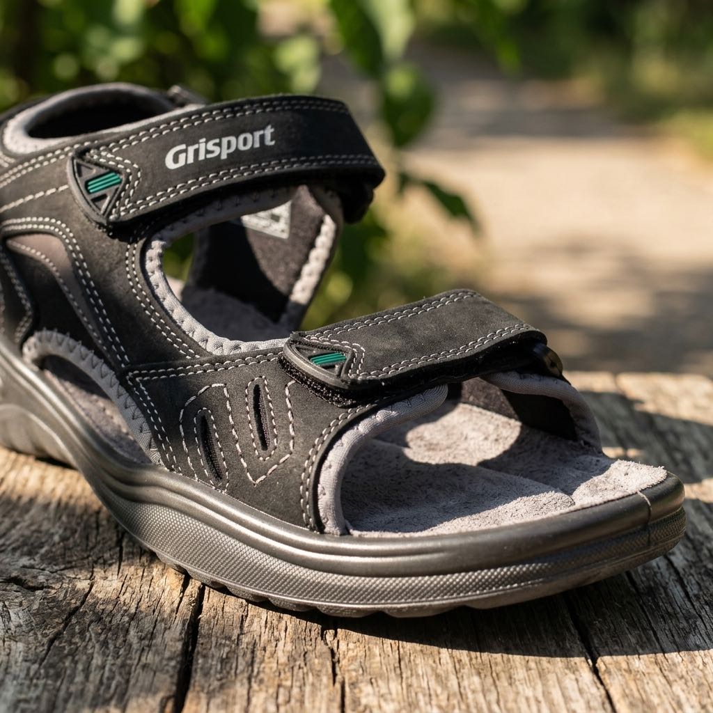 GRISPORT Open-toe leather sandals Man grey Photo 5