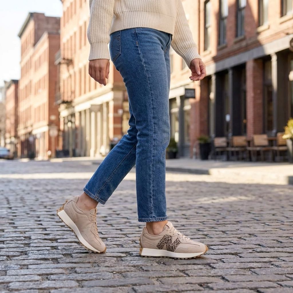 NEW BALANCE WS 327 - Sneakers in Suede Donna beige Foto 2