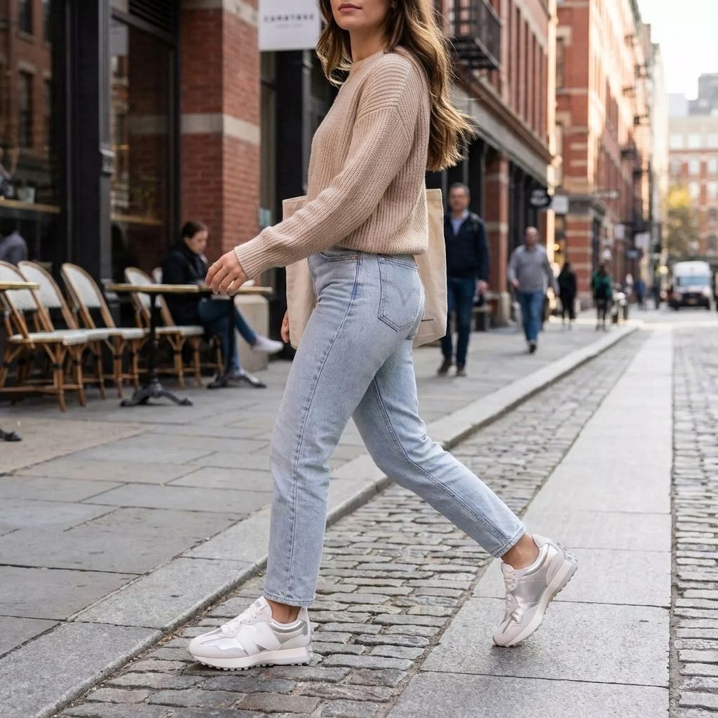NEW BALANCE WS 327 - Sneakers in Suede Donna argento Foto 2