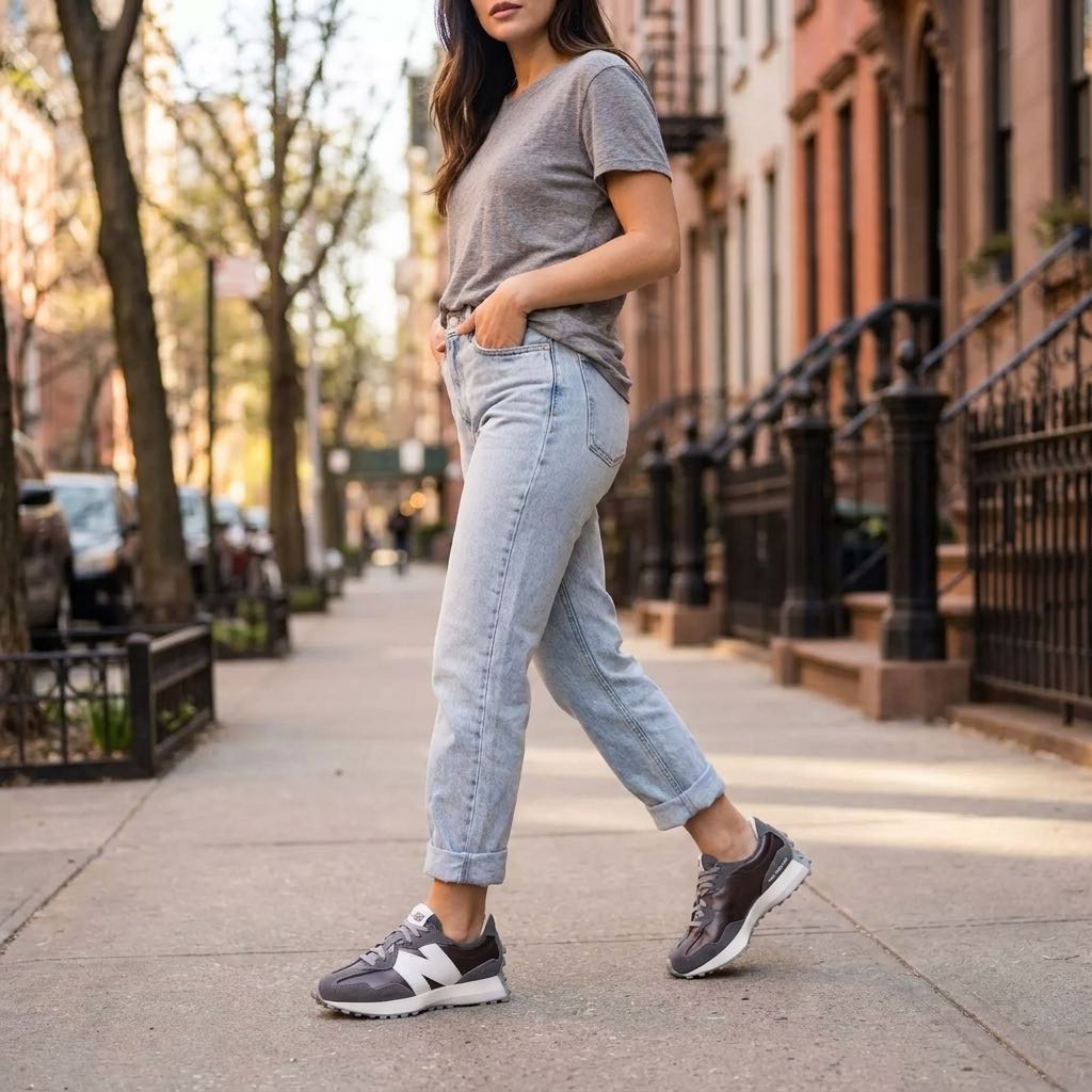 NEW BALANCE WS 327 - Sneakers in Suede Donna grigio Foto 2
