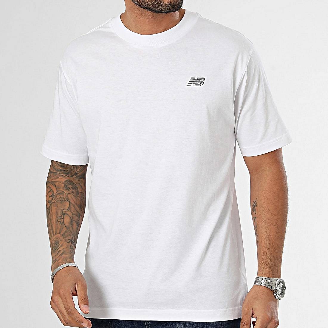 NEW BALANCE Sport Essentials Cotton - T-Shirt a Manica Corta Uomo bianco