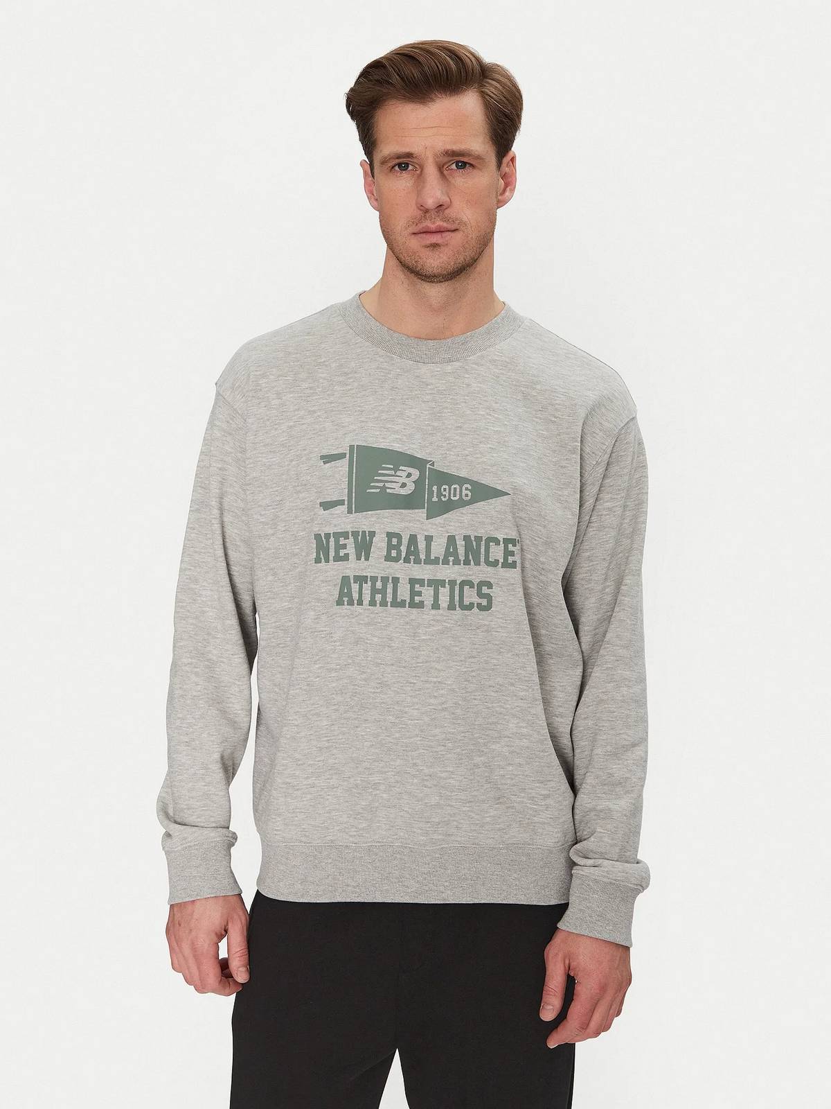 NEW BALANCE Sweatshirt en tissu avec fanion de l'université Homme gris