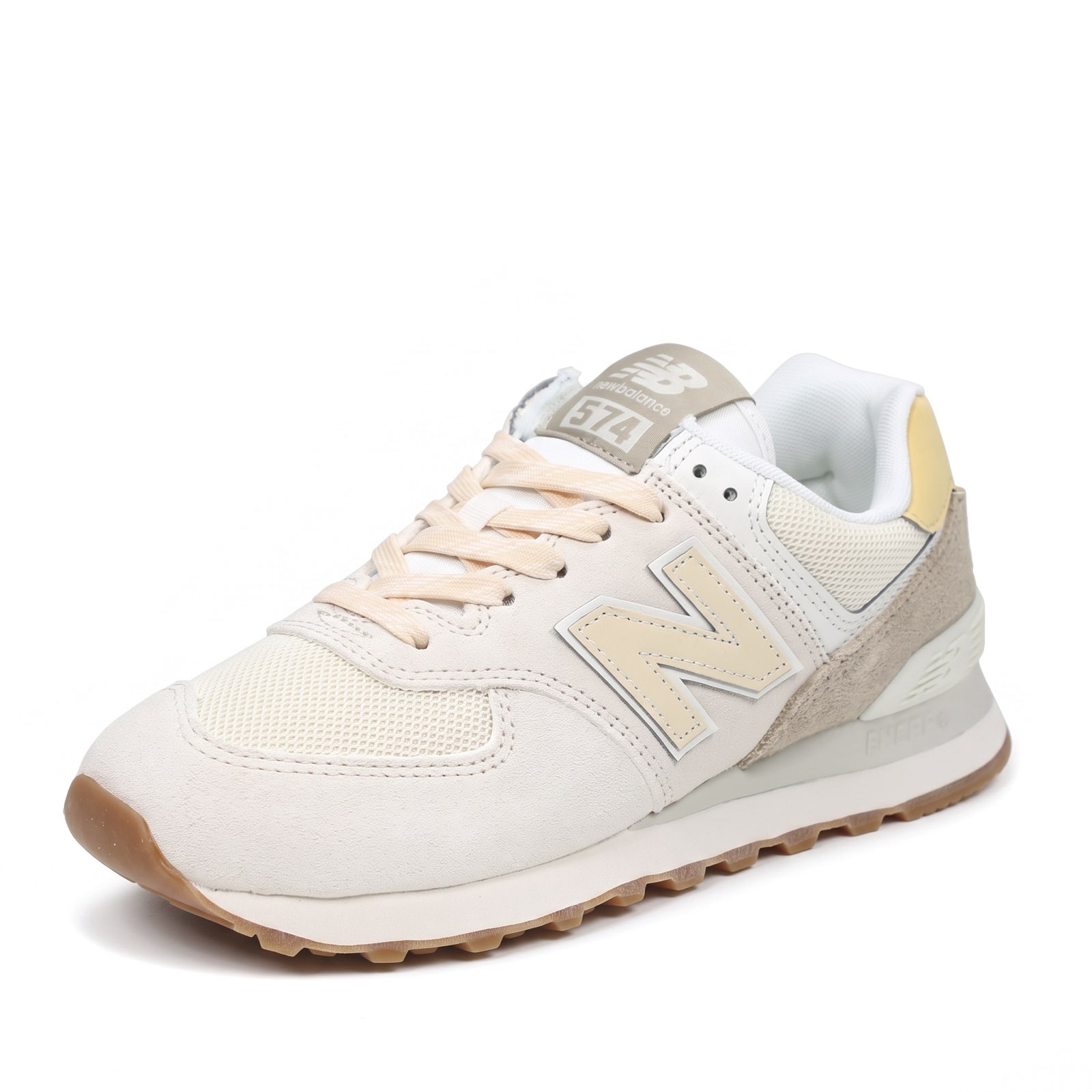NEW BALANCE W 574 - Sneakers in Suede e mesh Donna beige