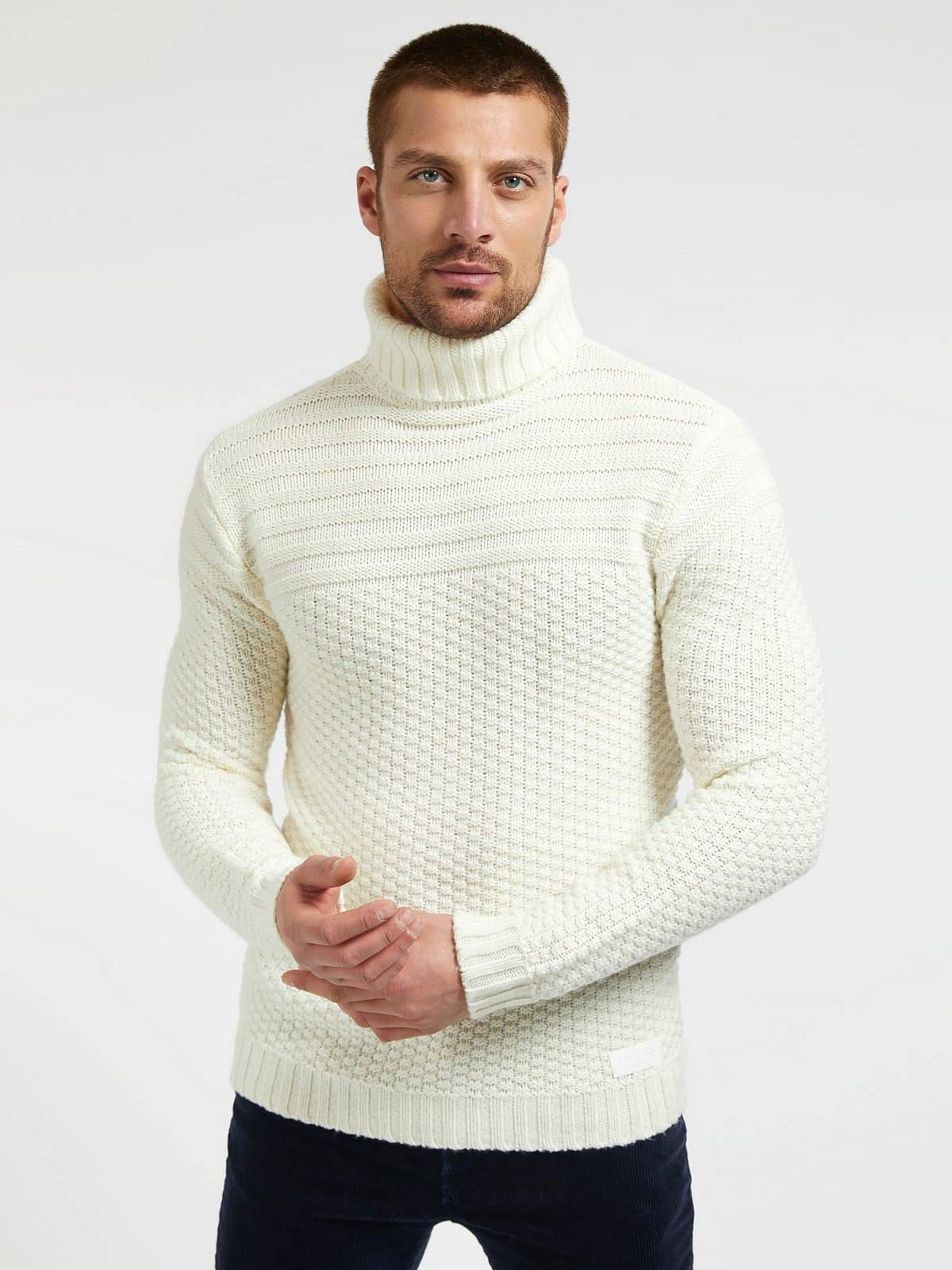 GUESS Pull à col montant en laine mélangée Homme blanc Photo 2