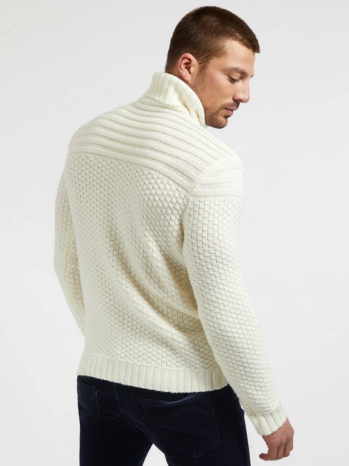 GUESS Pull à col montant en laine mélangée Homme blanc Photo 3