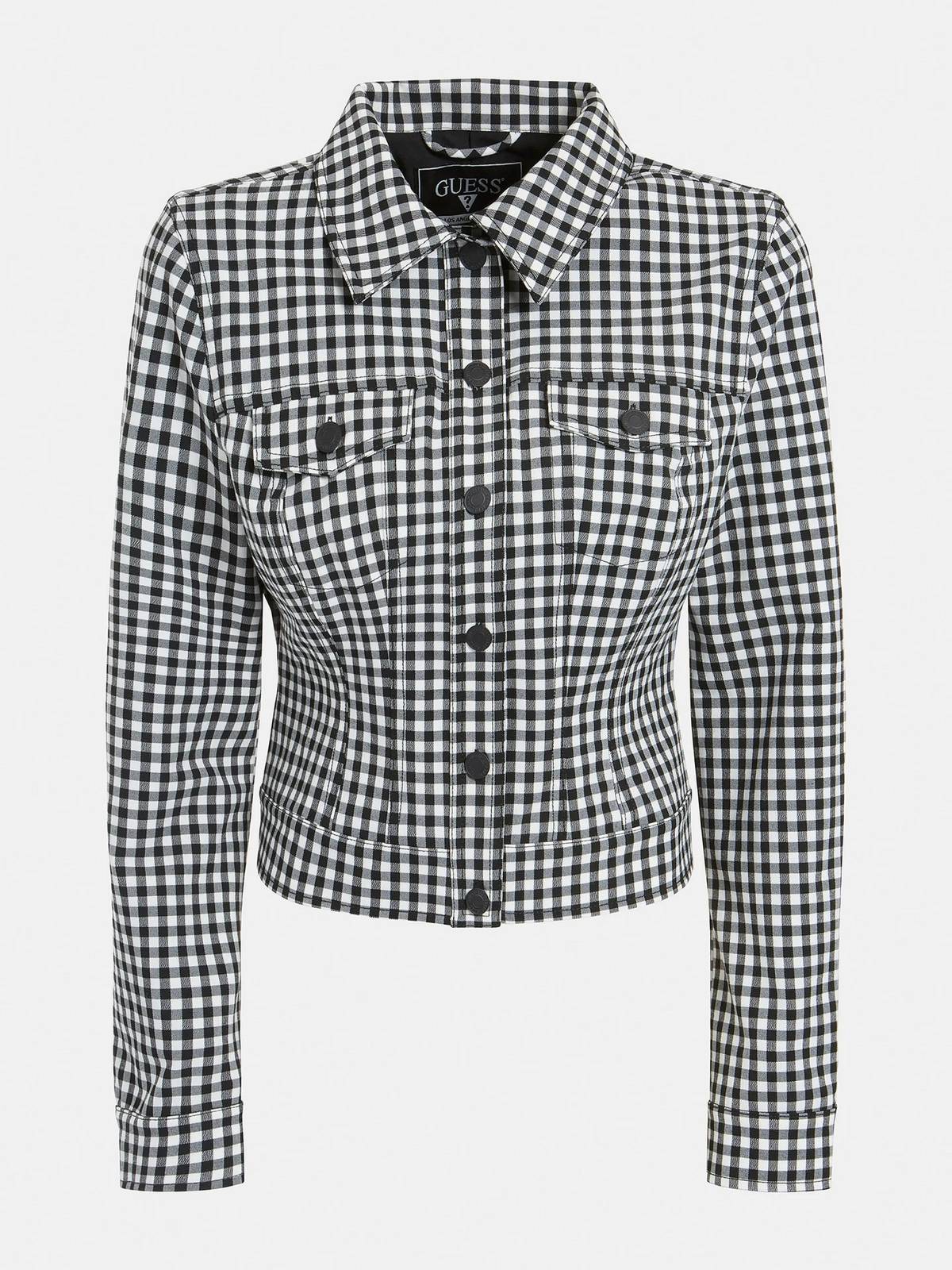 GUESS Romina Trucker - Vichy Jacket Femme noir