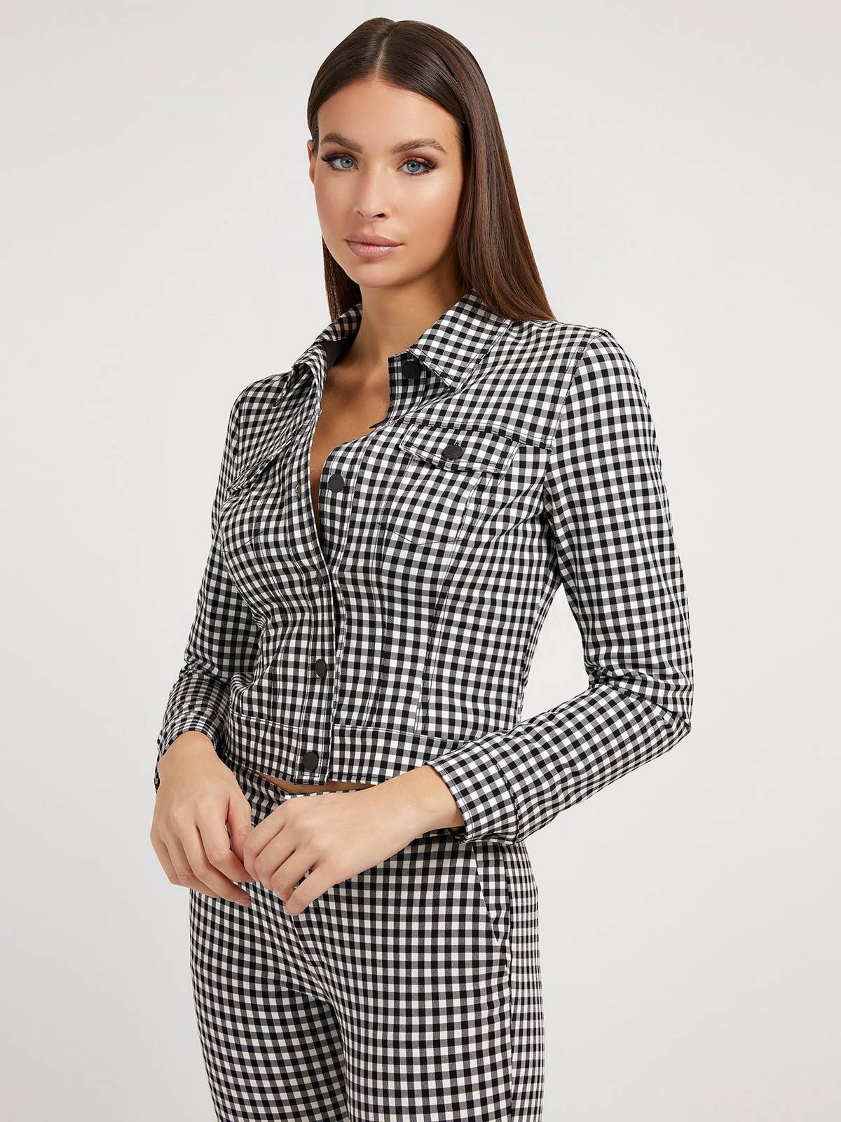 GUESS Romina Trucker - Vichy Jacket Femme noir Photo 2