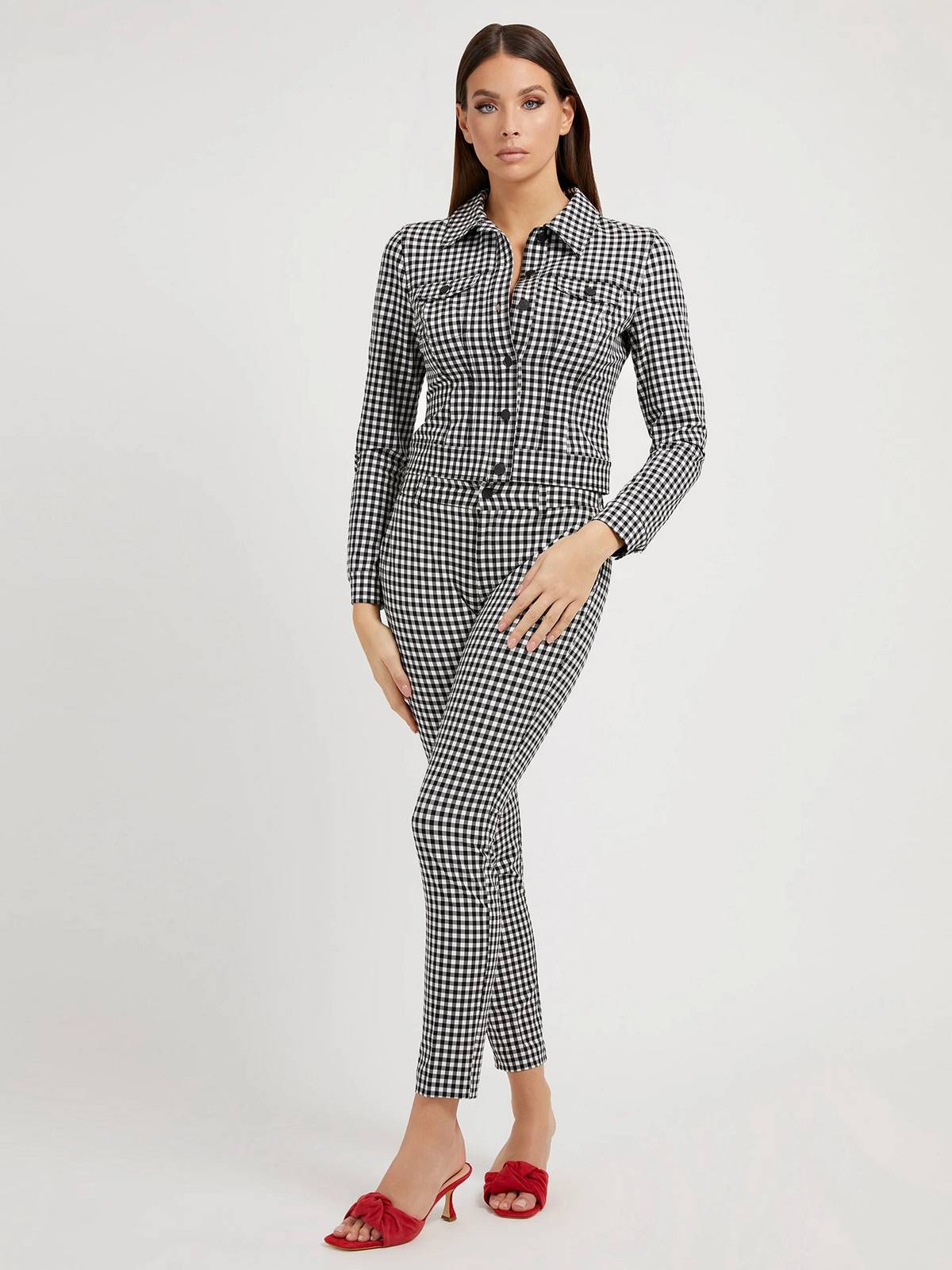 GUESS Romina Trucker - Vichy Jacket Femme noir Photo 4