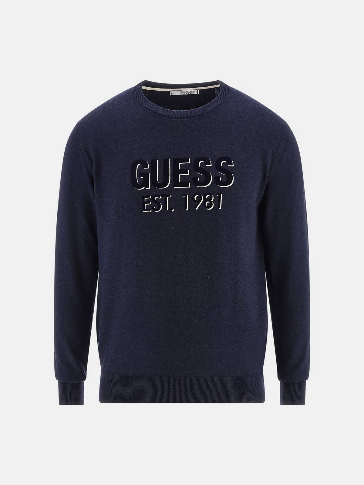 Свитер с логотипом Guess Virgil Ls Cn - Maglione Misto Lana Blu - Талья М Уомо 18190₽