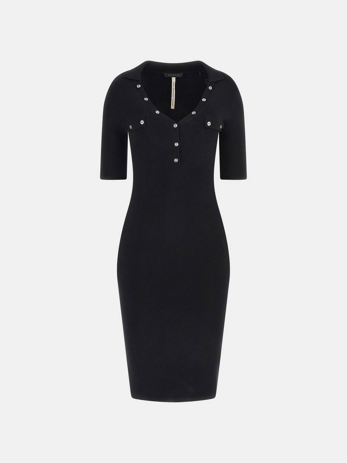GUESS Grace Henley Dress Sweater Femme noir