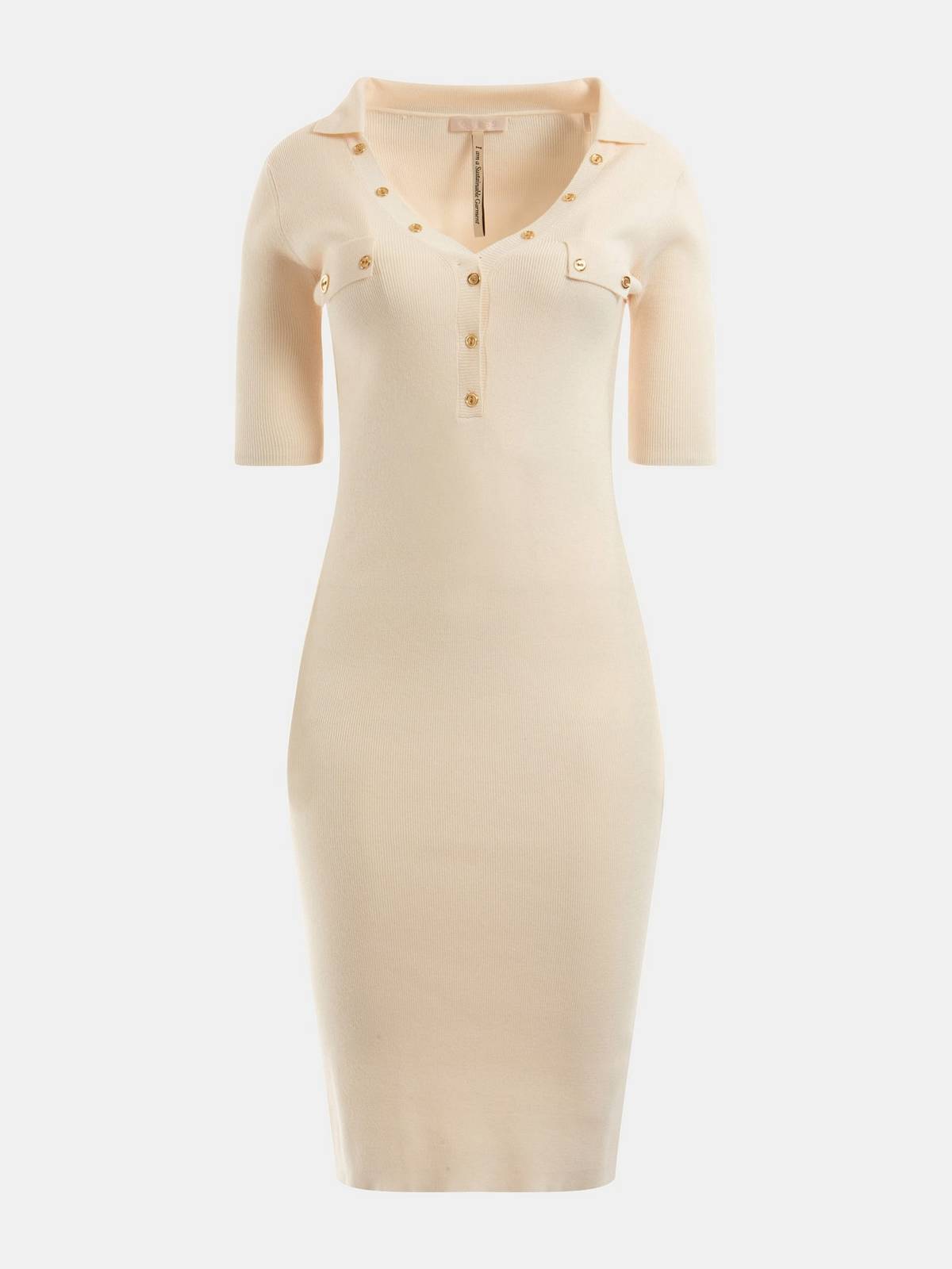 GUESS Grace Henley Dress Sweater Femme blanc