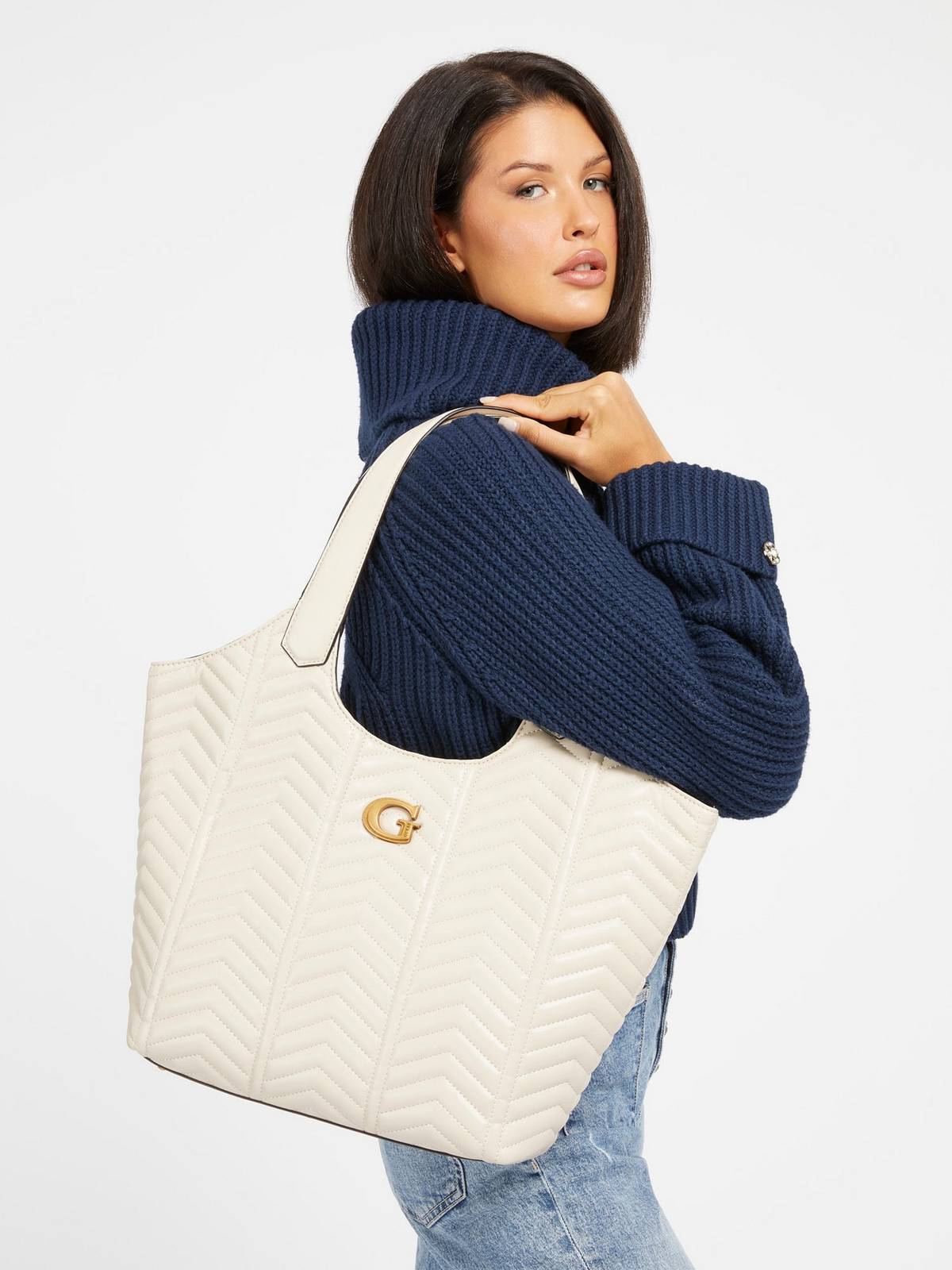 GUESS Lovide Tote - Shopper matelassé Femme beige Photo 2
