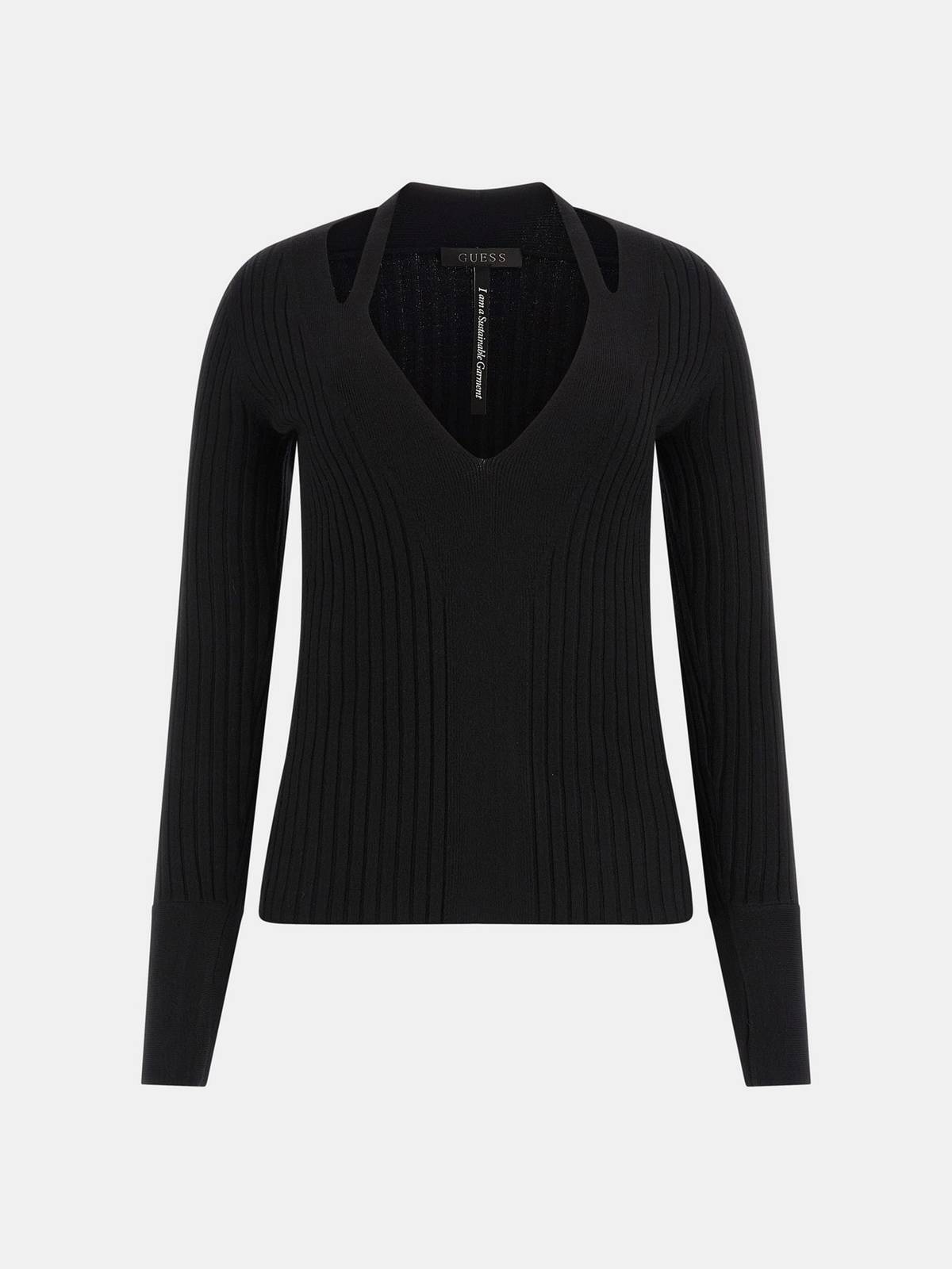 GUESS Ls Vn Aline Sweather - Pull à col en V Femme noir