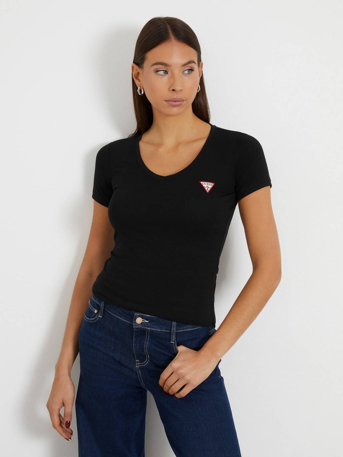 GUESS V Mini Triangle T-shirt Femme noir Photo 2