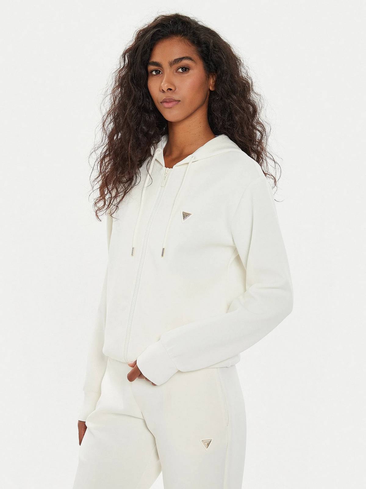 GUESS Olympe full zip hoodie sweatshirt Femme blanc