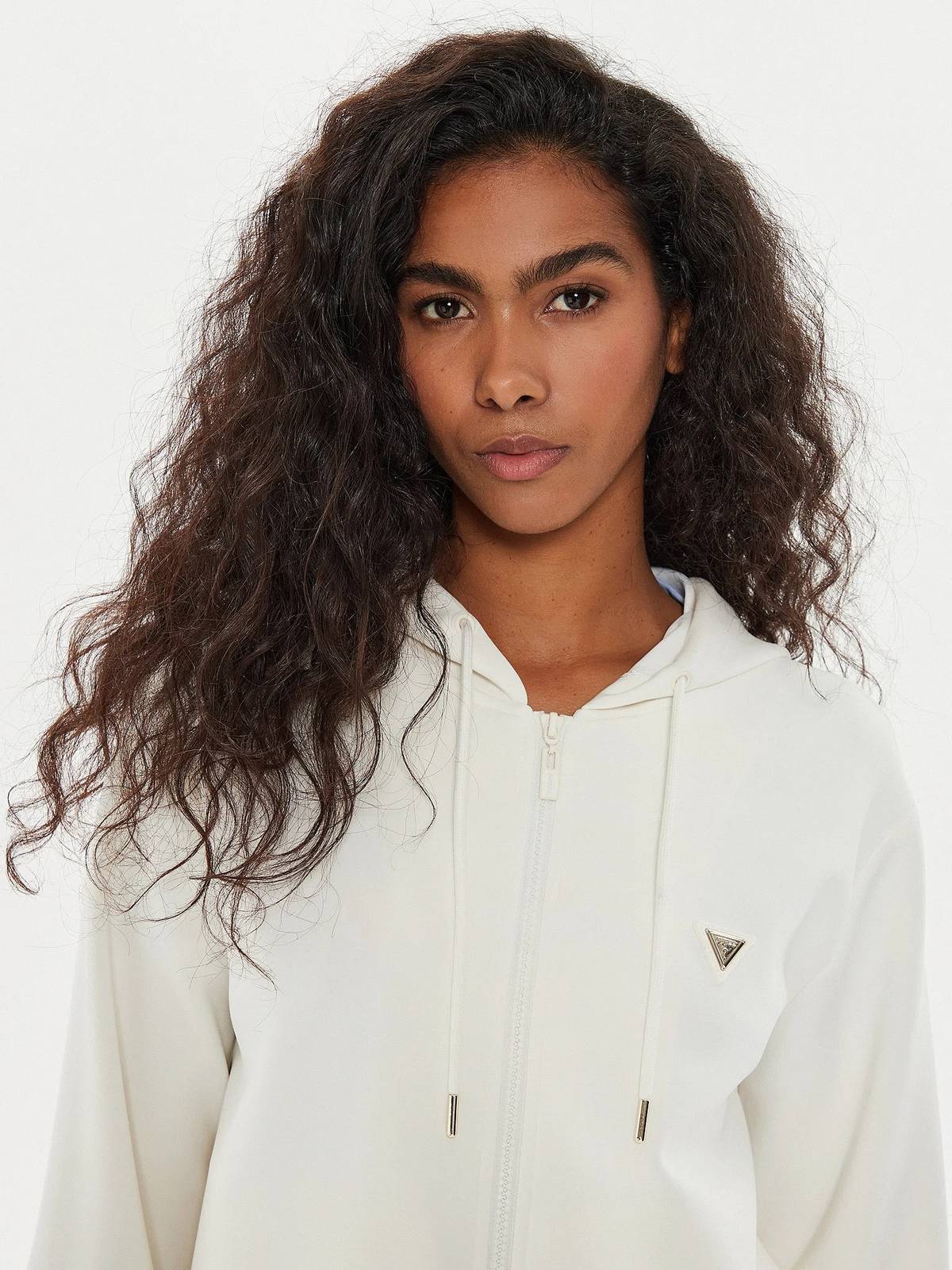 GUESS Olympe full zip hoodie sweatshirt Femme blanc Photo 3