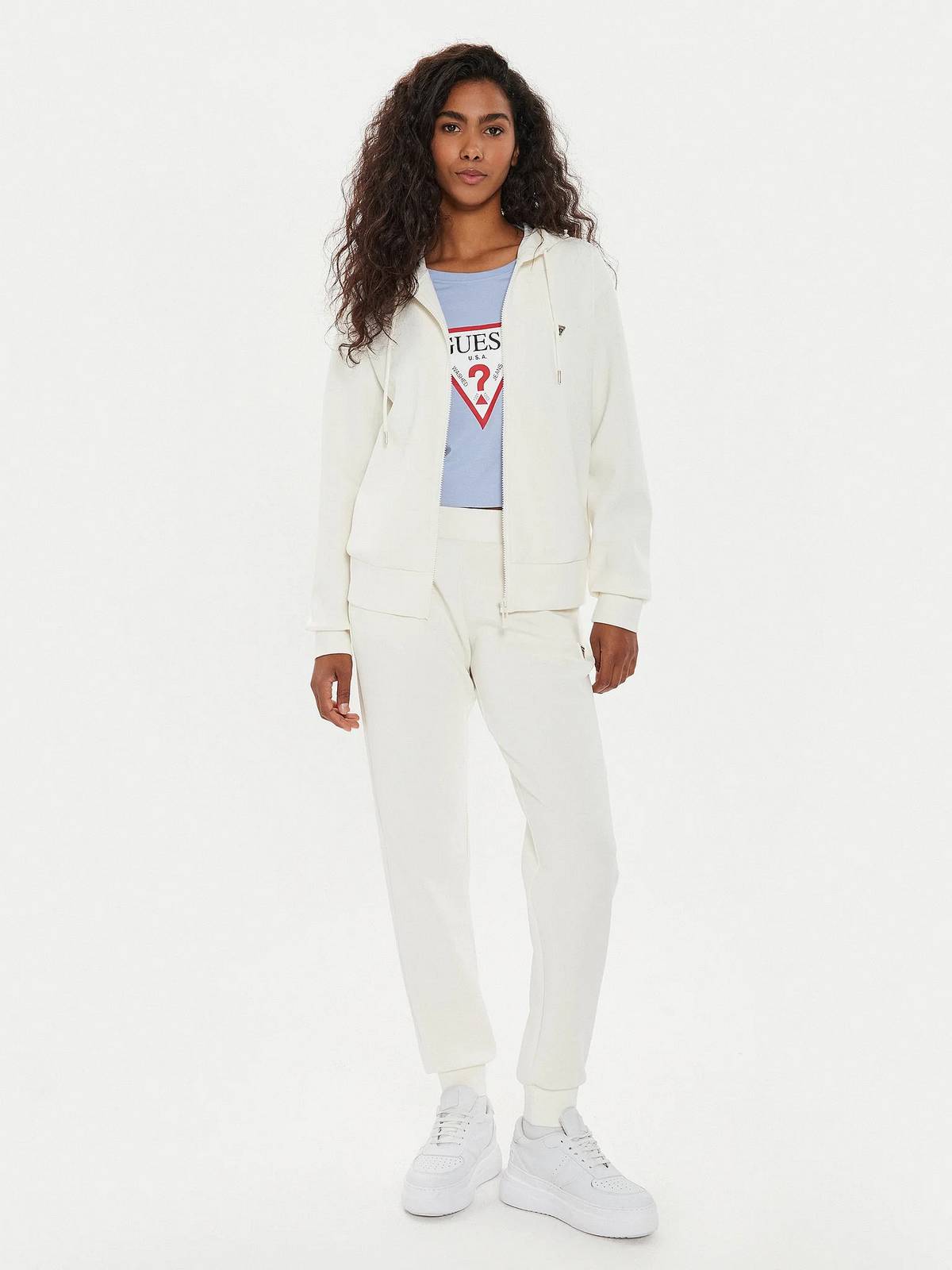 GUESS Olympe full zip hoodie sweatshirt Femme blanc Photo 4
