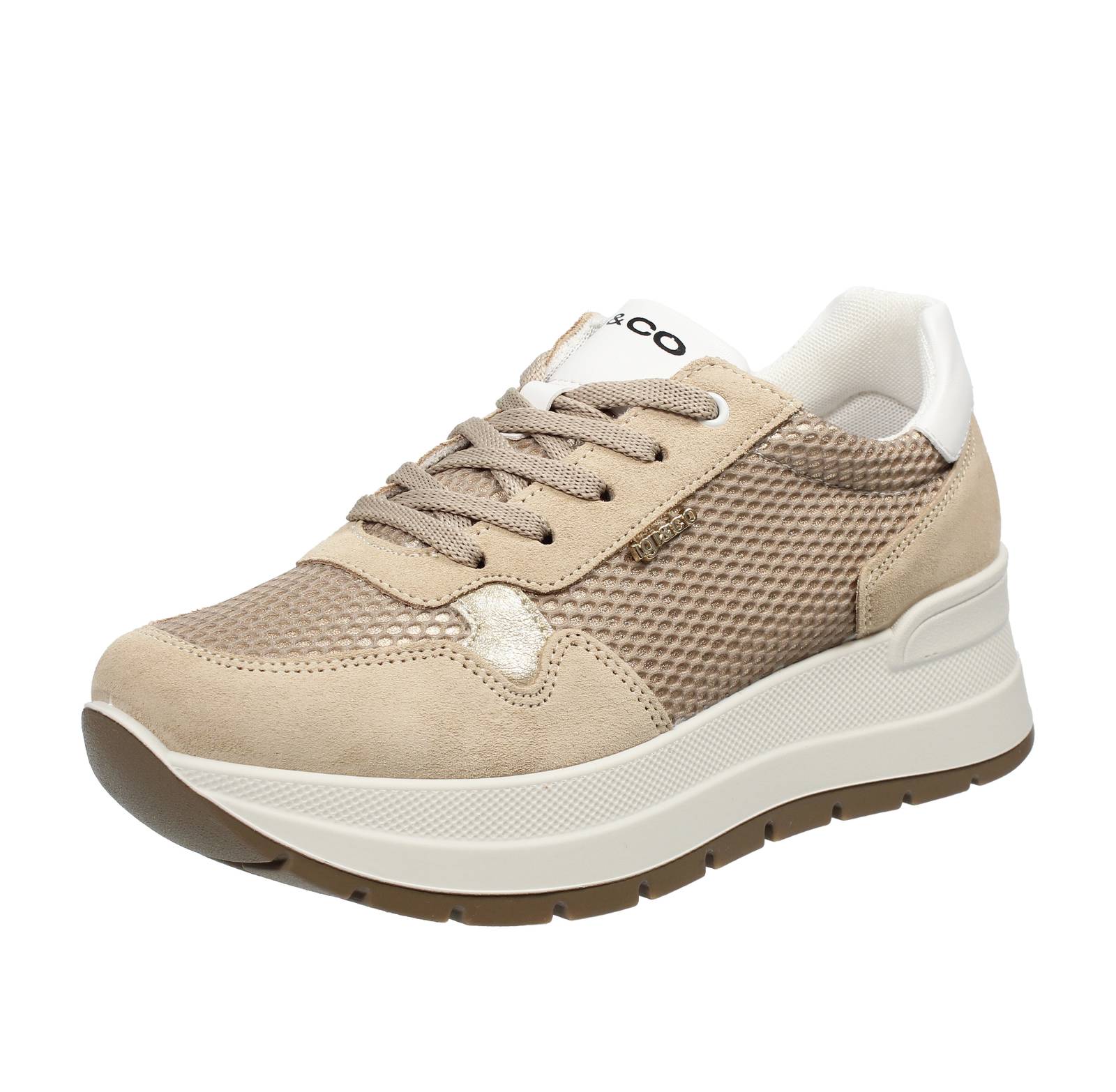 IGI & CO Kola - Sneakers platform in Suede e tessuto Donna beige
