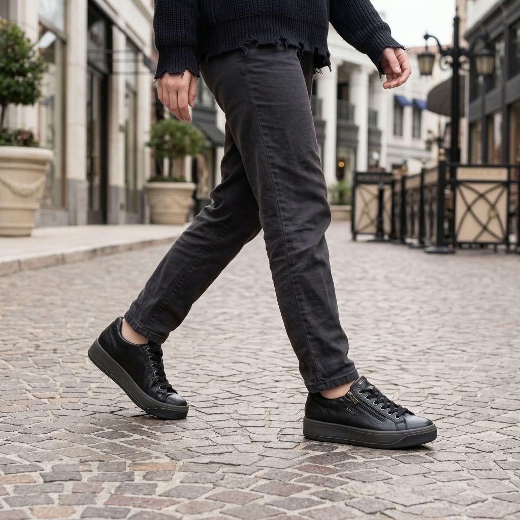 IGI &amp; CO Ava - Sneakers à semelle compensée en cuir Femme noir Photo 2